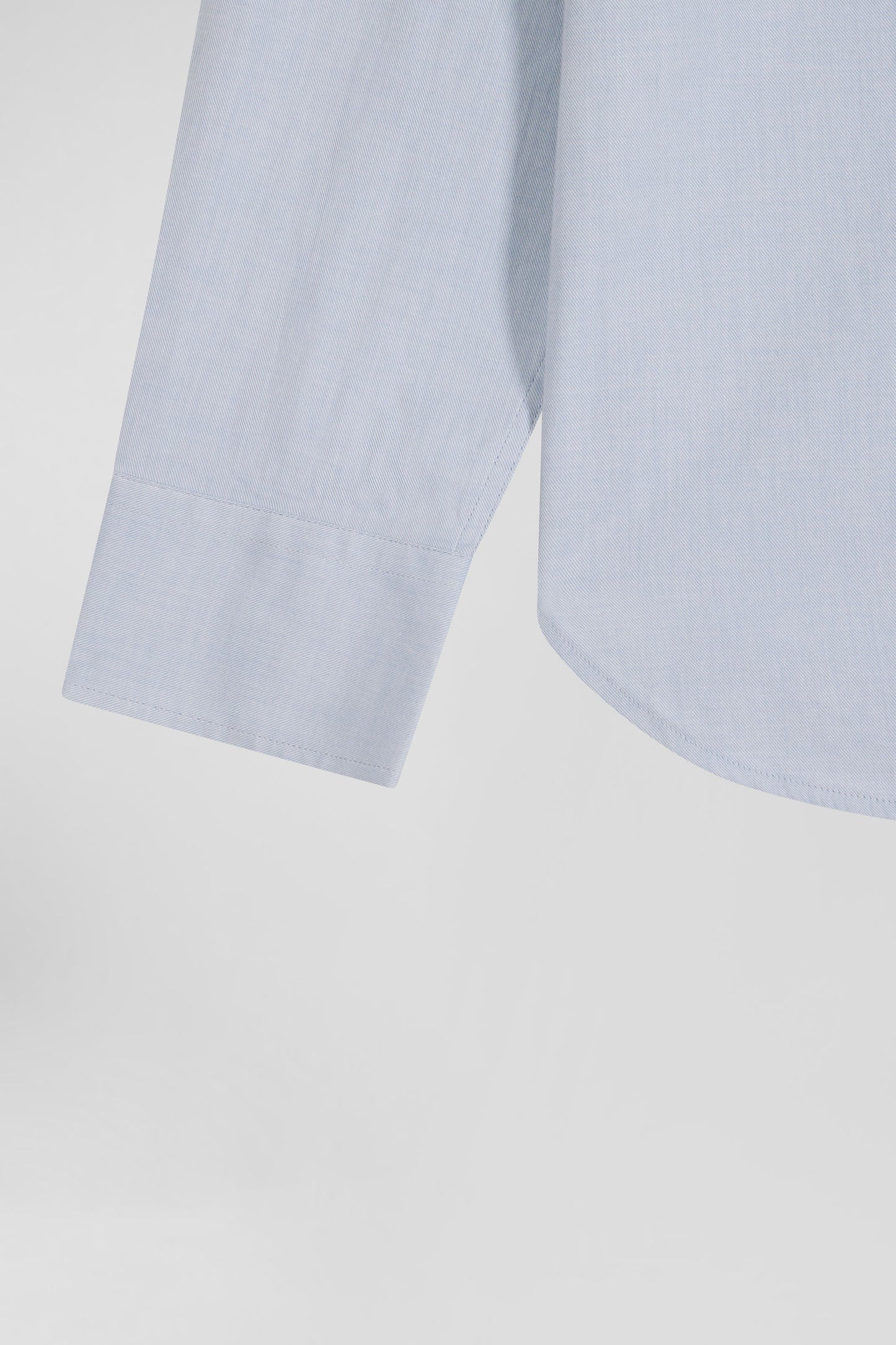 Regular plain sky blue cotton twill shirt with button-down collar