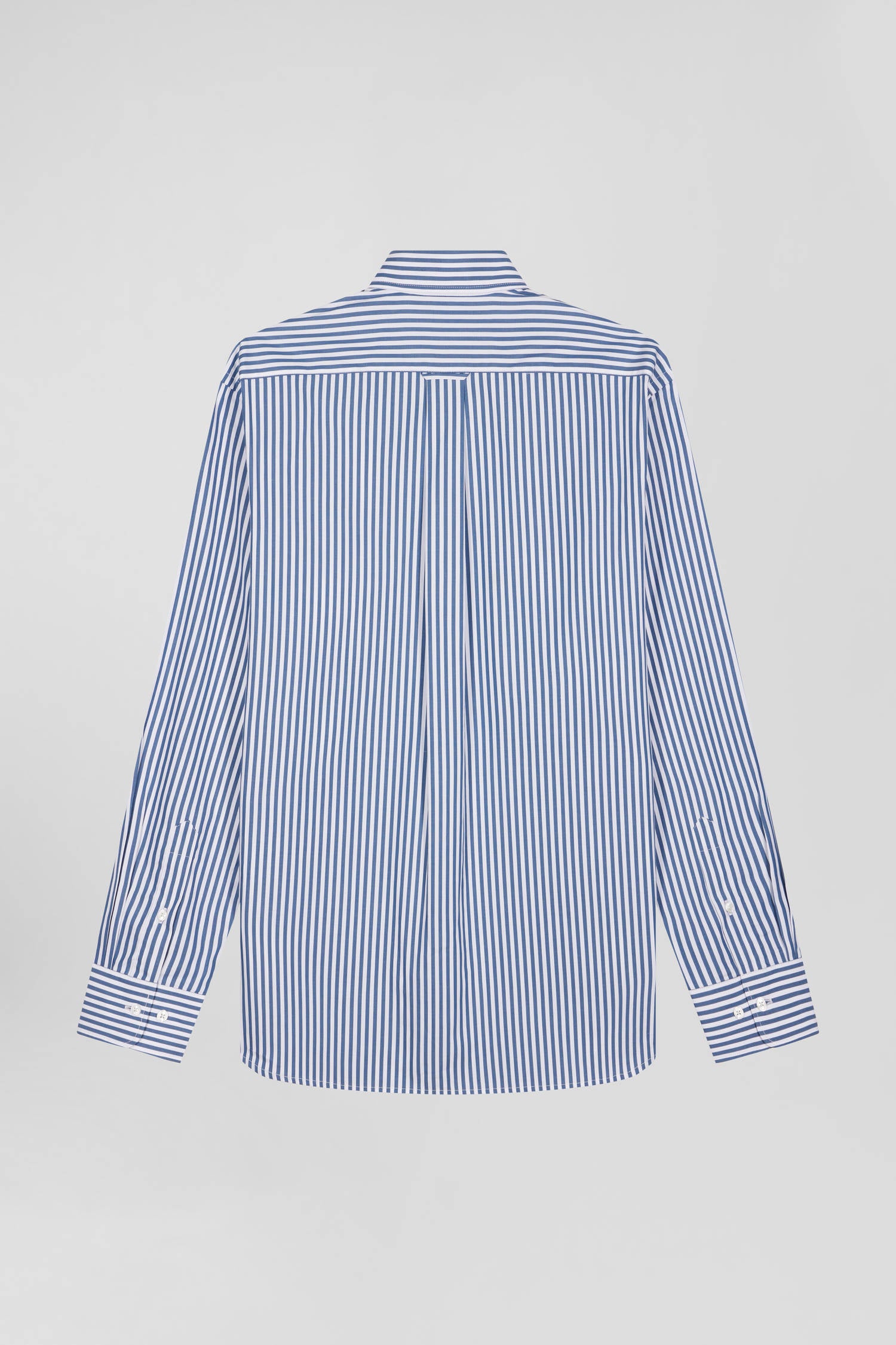 Regular blue striped cotton poplin shirt