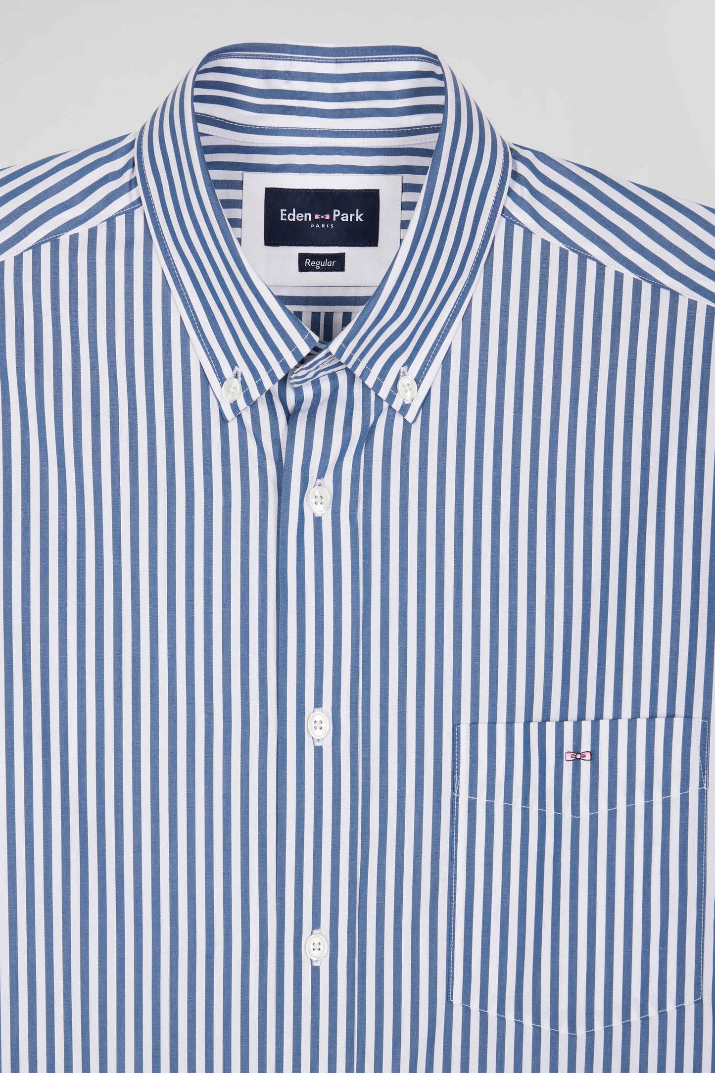 Regular blue striped cotton poplin shirt