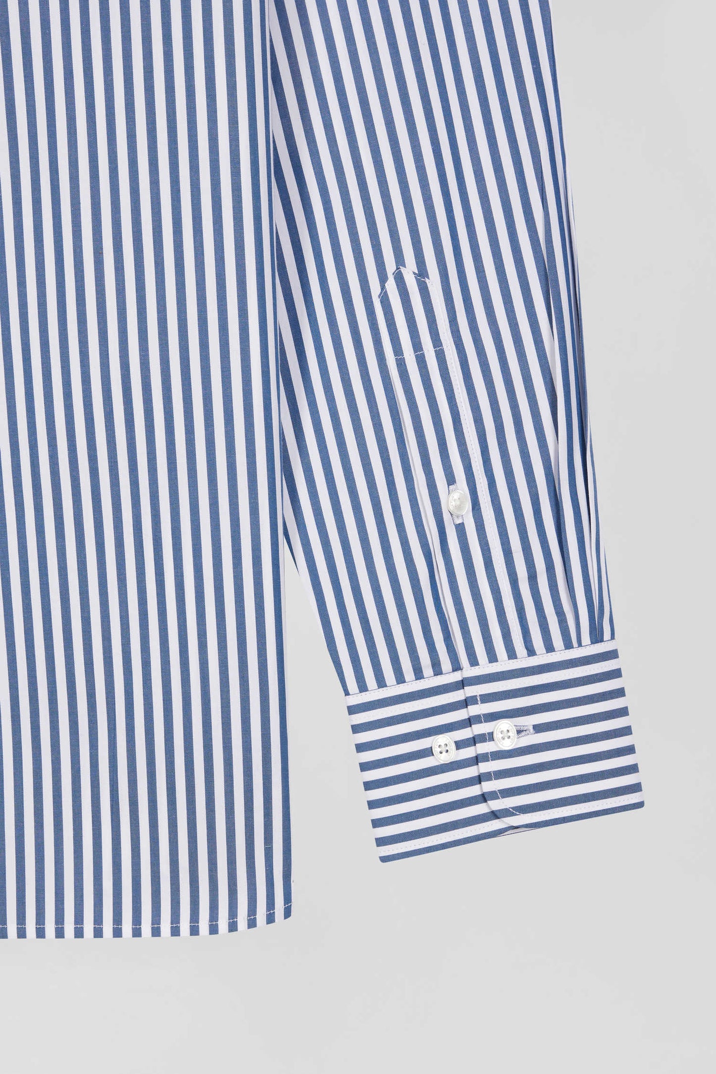 Regular blue striped cotton poplin shirt