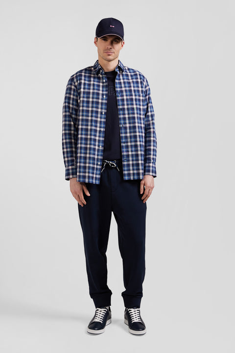 Regular blue checked cotton shirt - Image 1