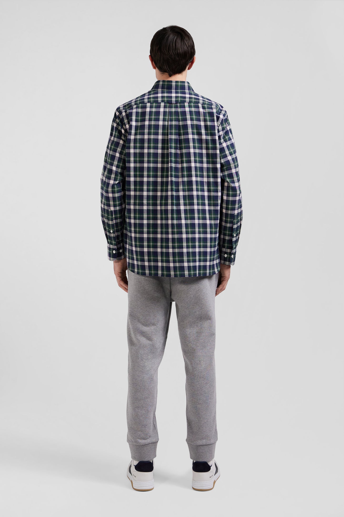 Regular green checked cotton shirt