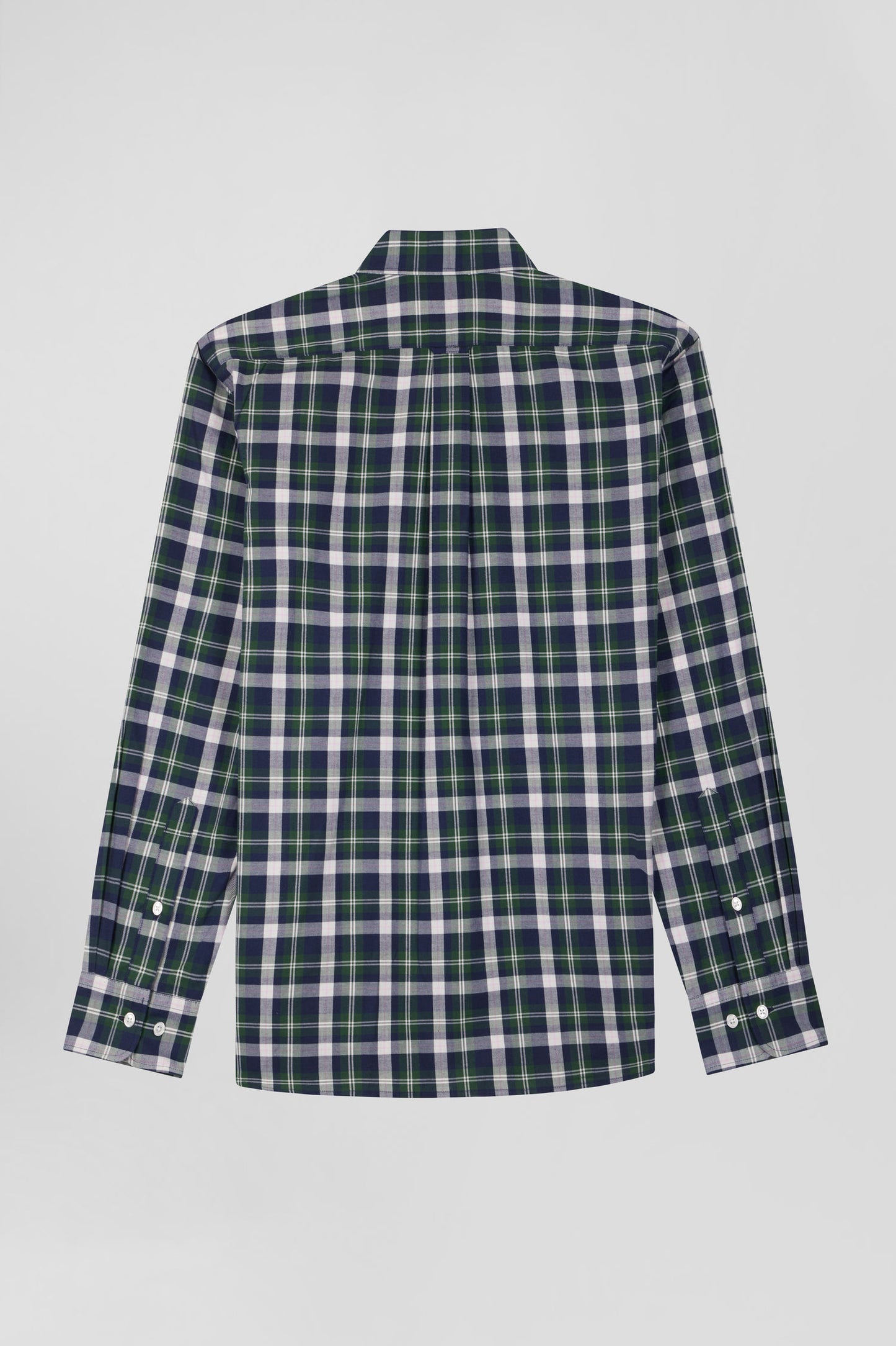 Regular green checked cotton shirt