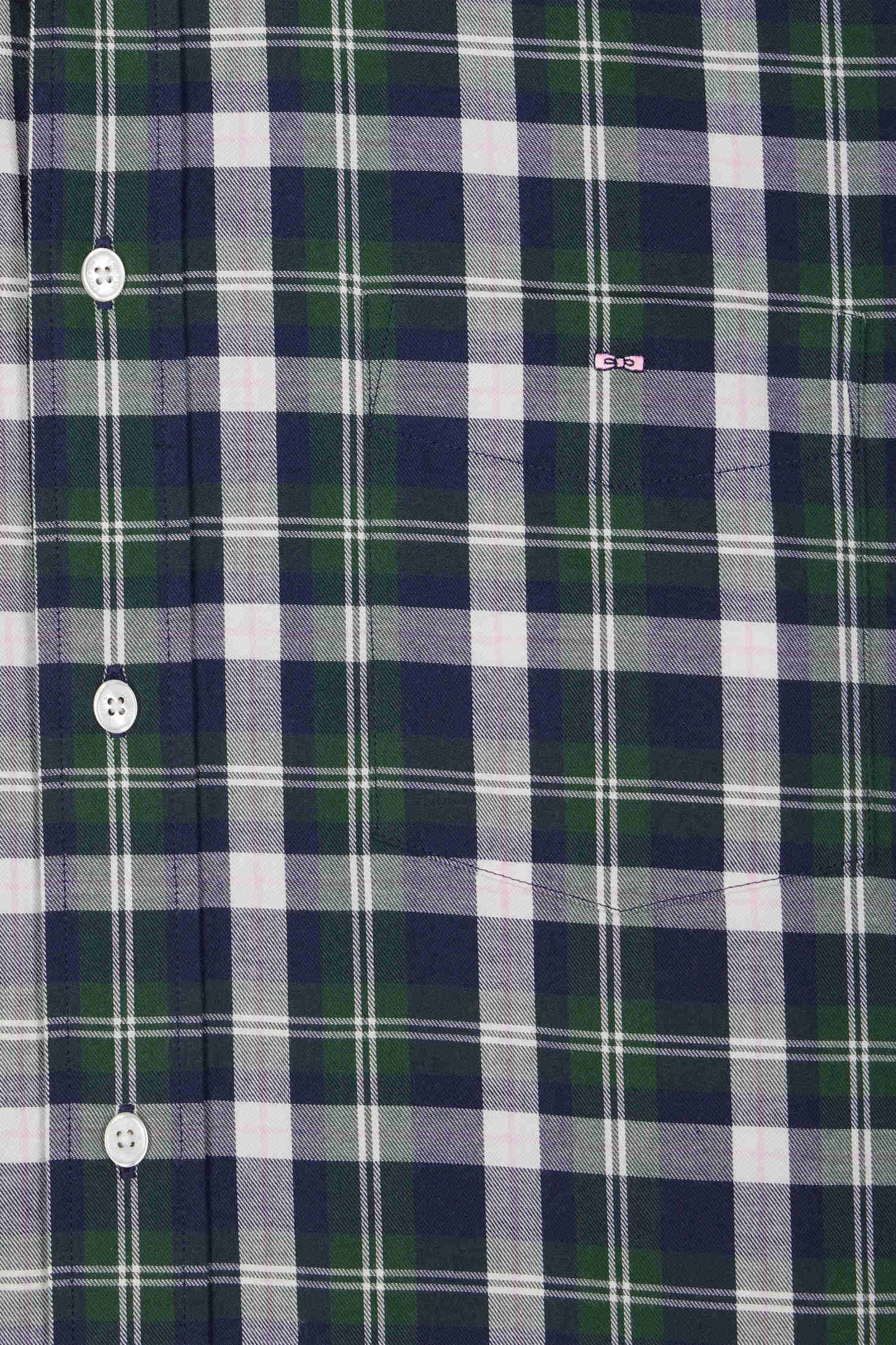 Regular green checked cotton shirt