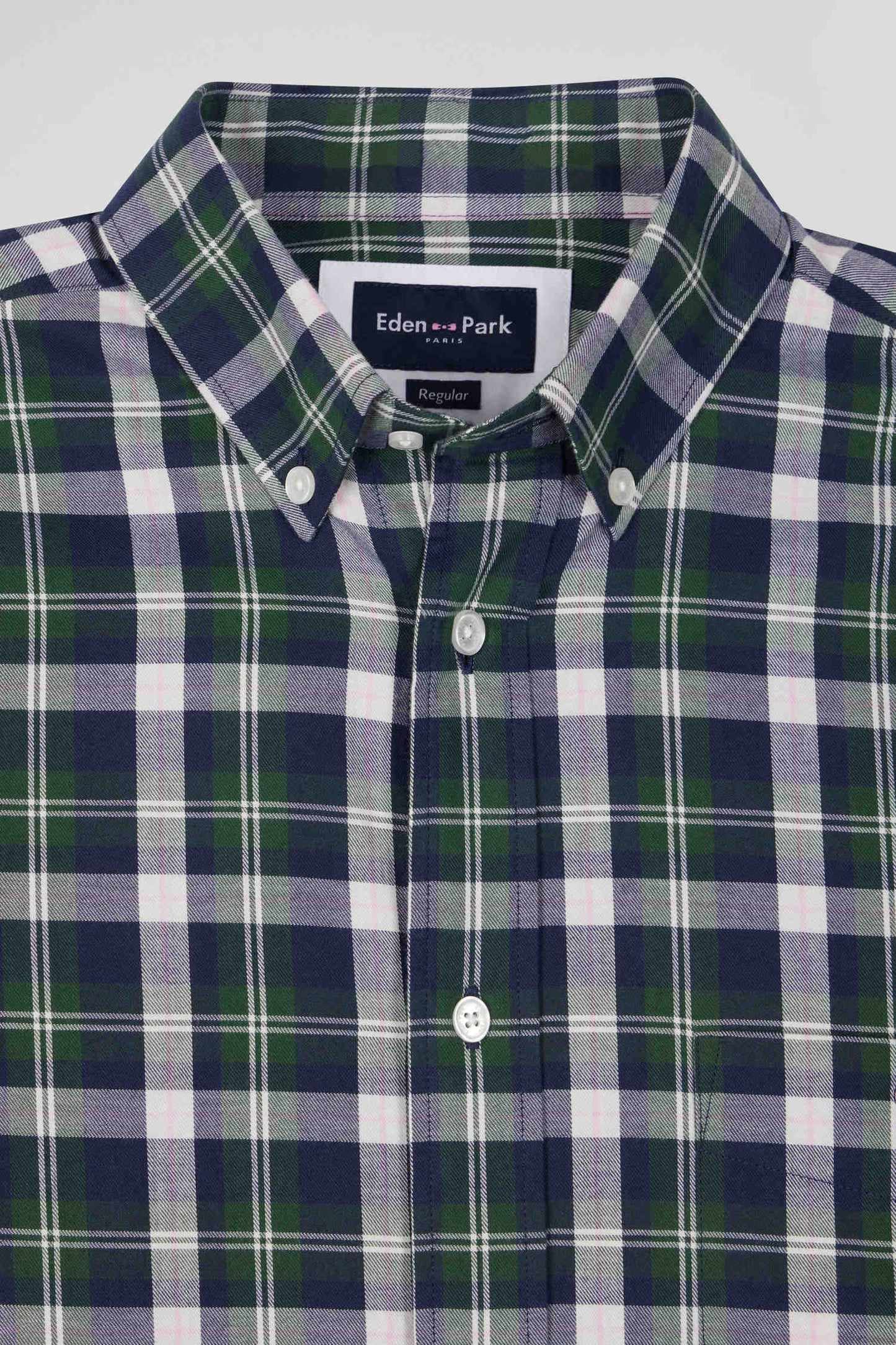 Regular green checked cotton shirt