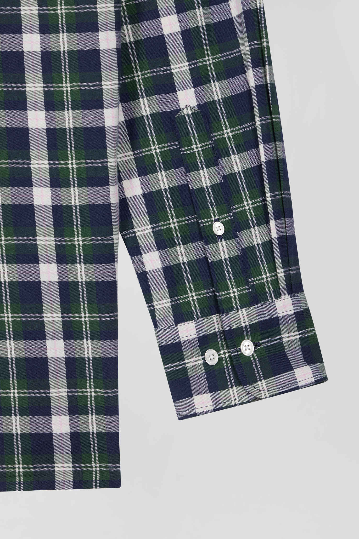 Regular green checked cotton shirt