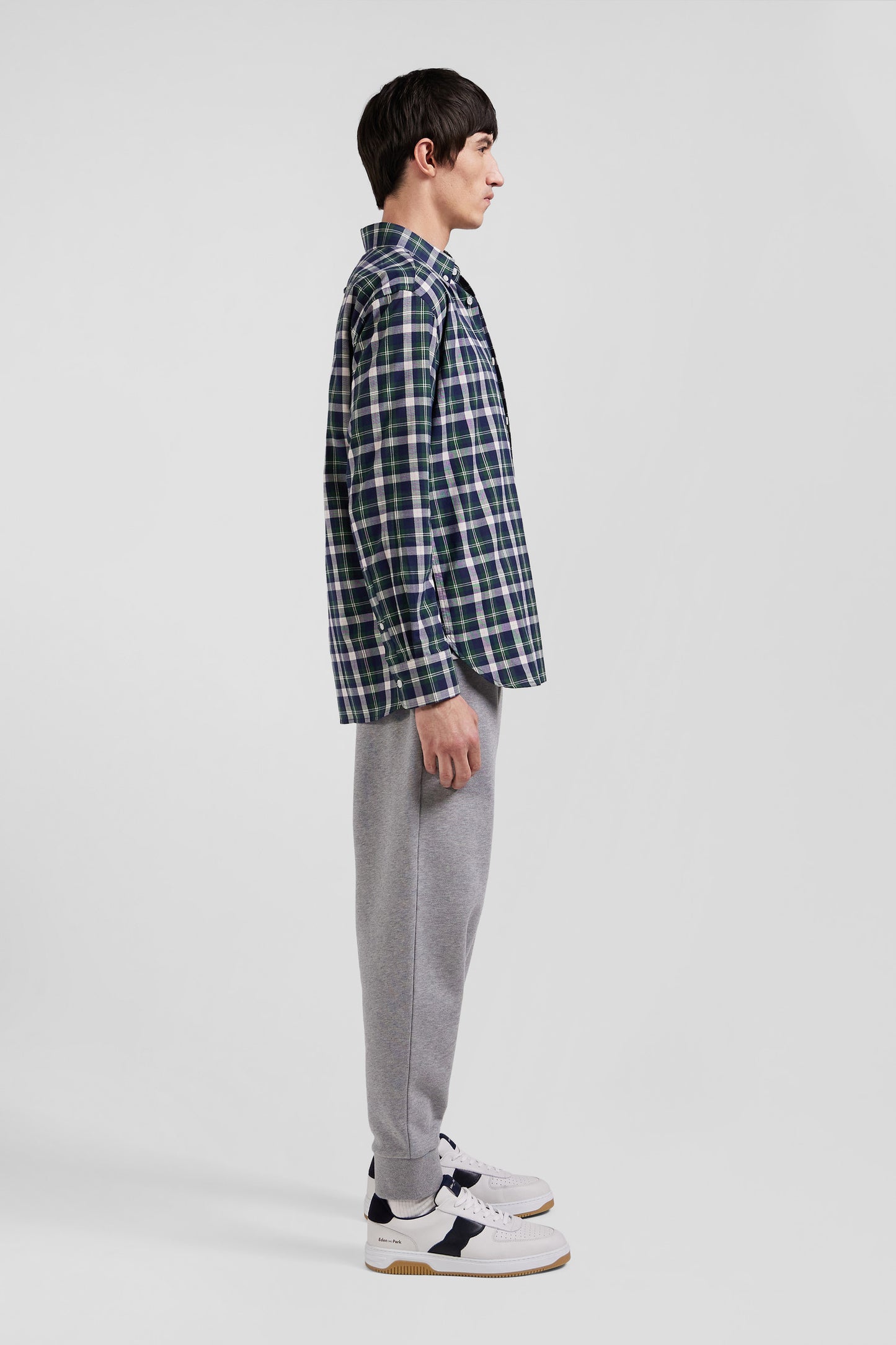 Regular green checked cotton shirt