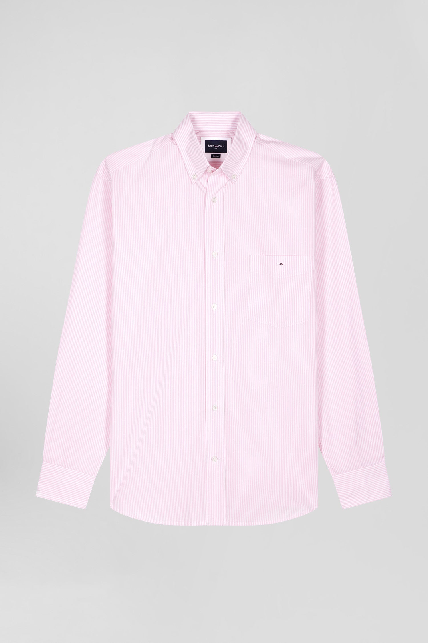 Regular pink striped cotton jacquard shirt