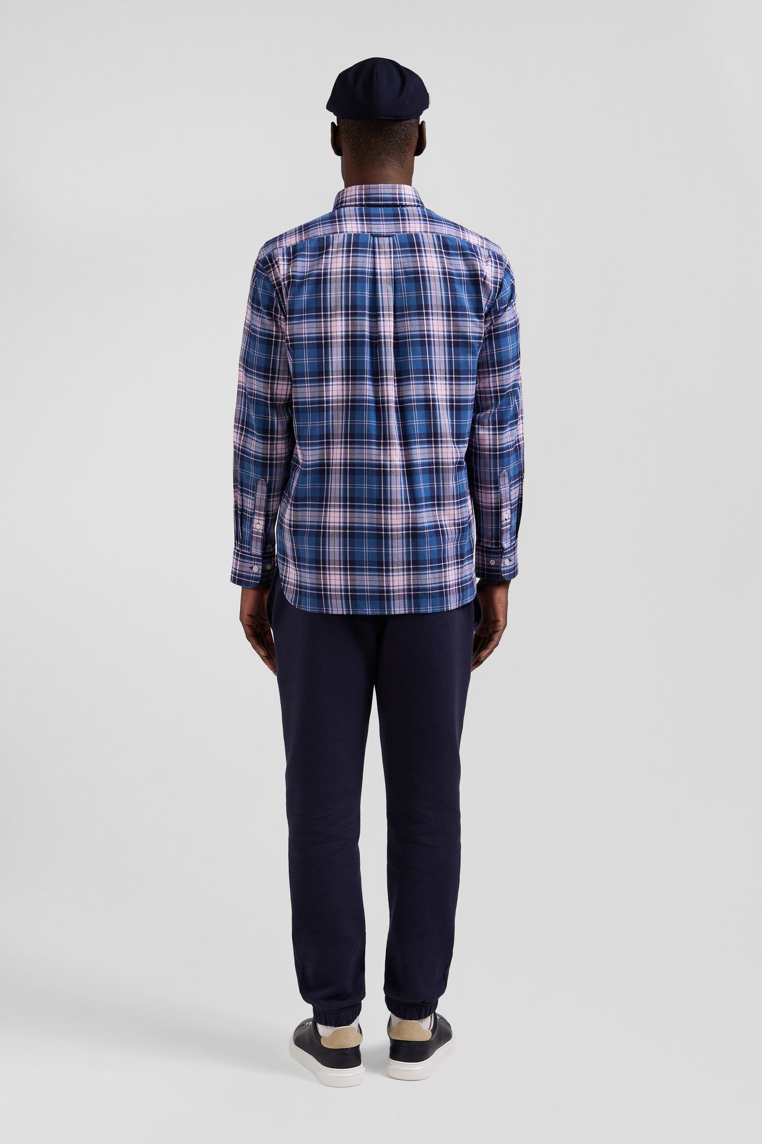 Regular blue and pink checked cotton shirt