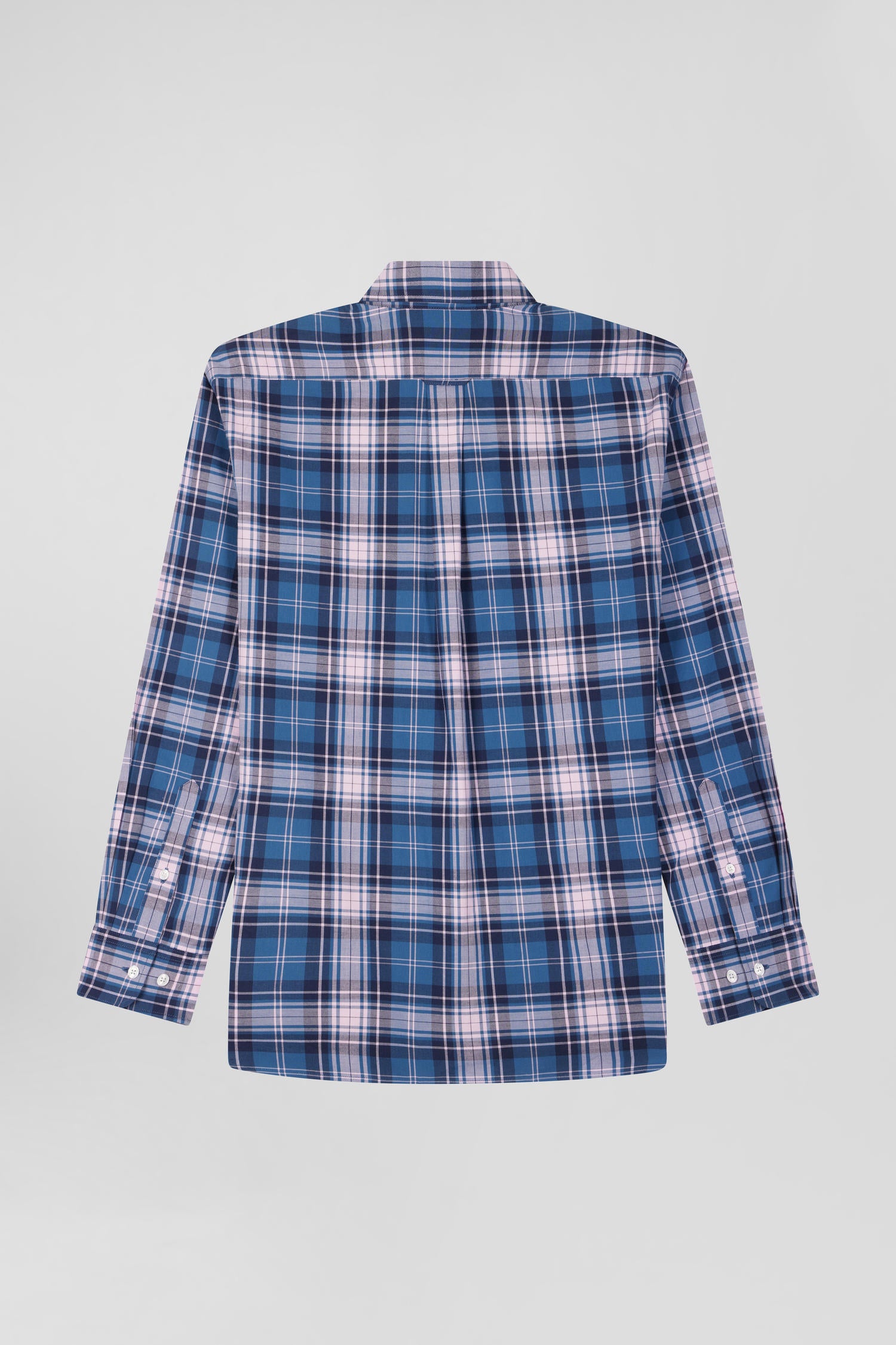 Regular blue and pink checked cotton shirt