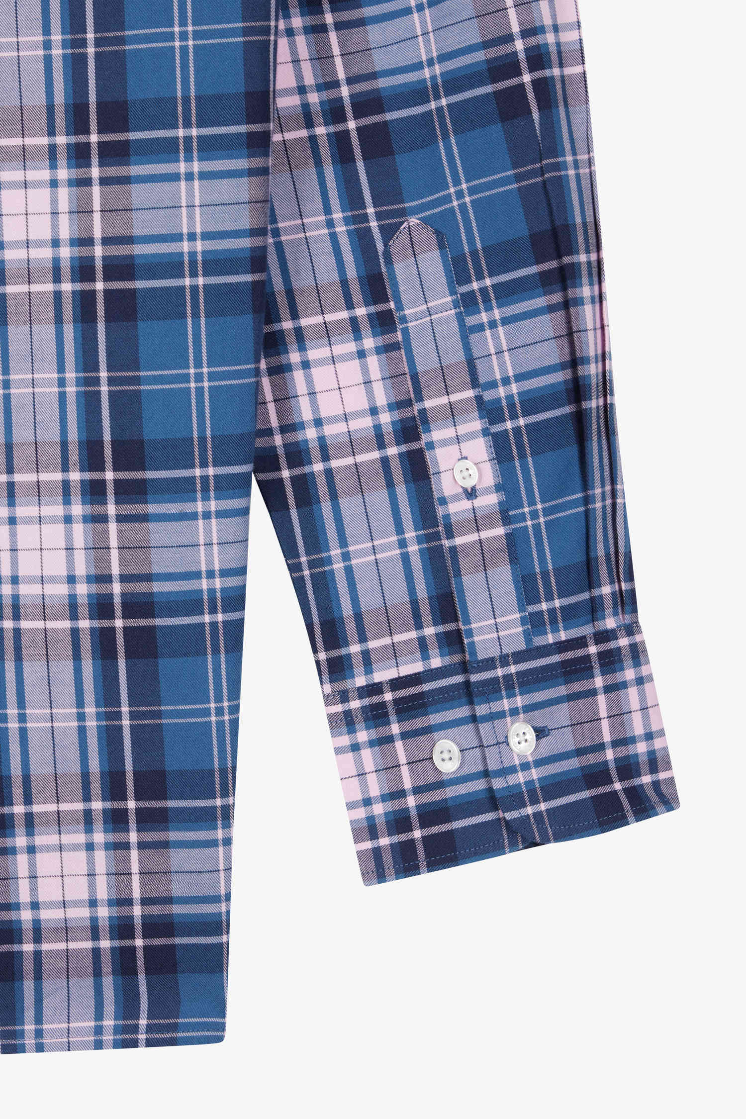 Regular blue and pink checked cotton shirt