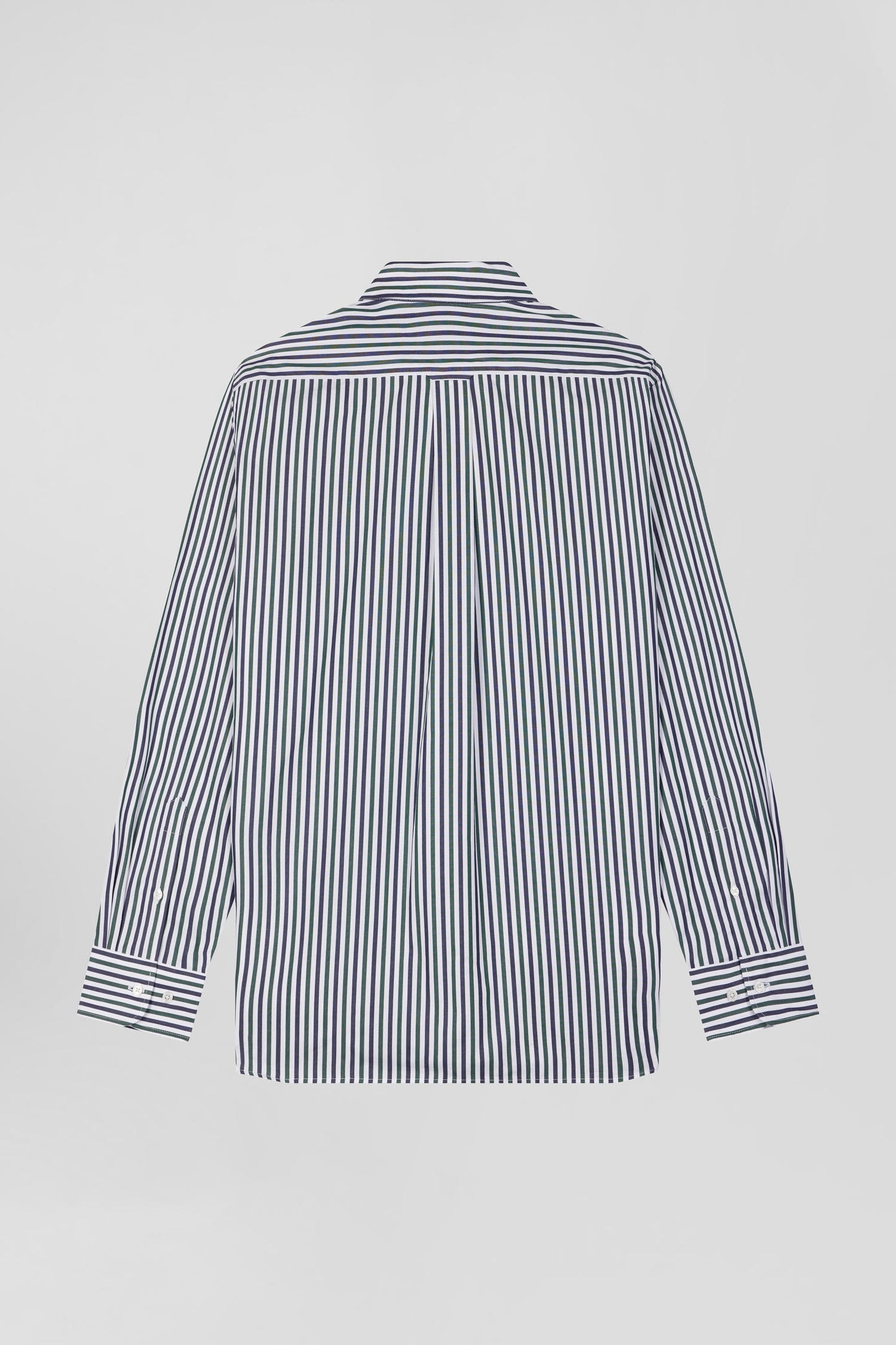 Green striped cotton poplin shirt Regular fit