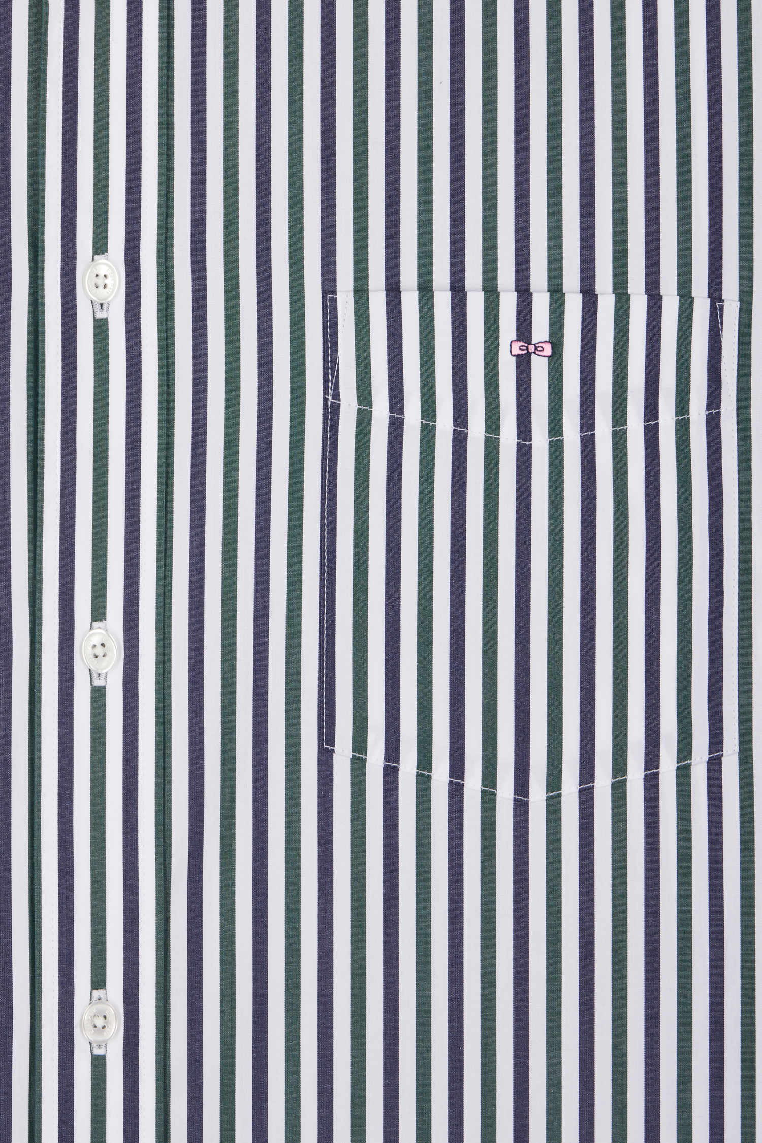 Green striped cotton poplin shirt Regular fit