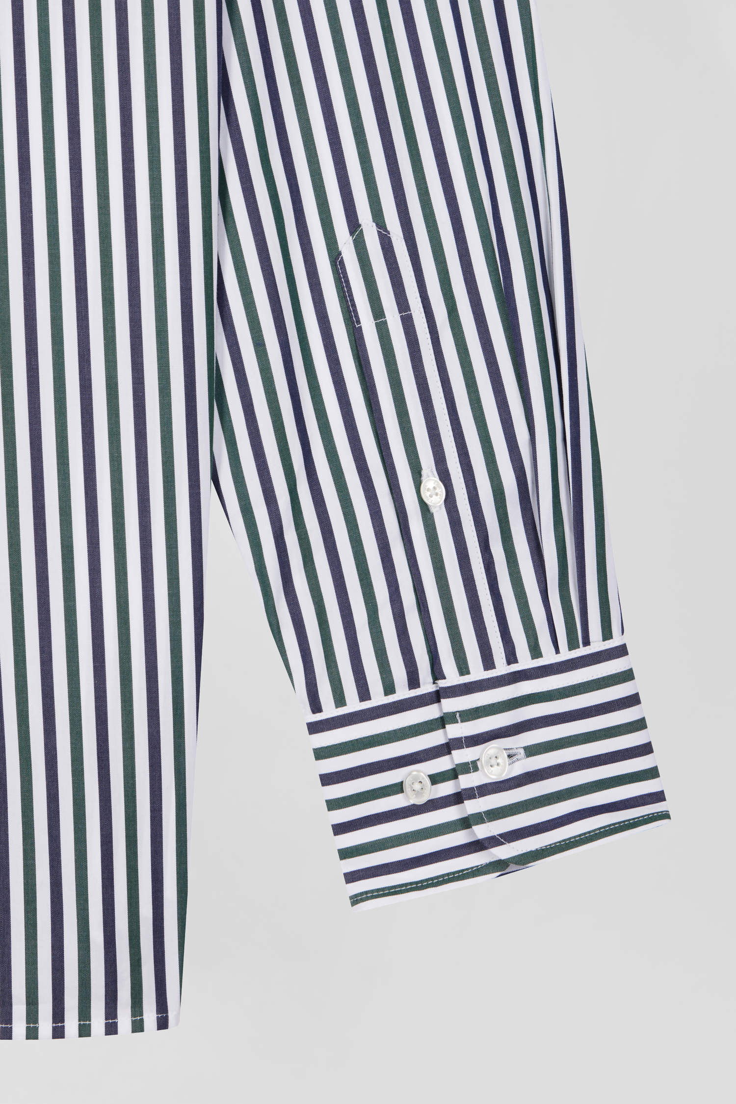 Green striped cotton poplin shirt Regular fit