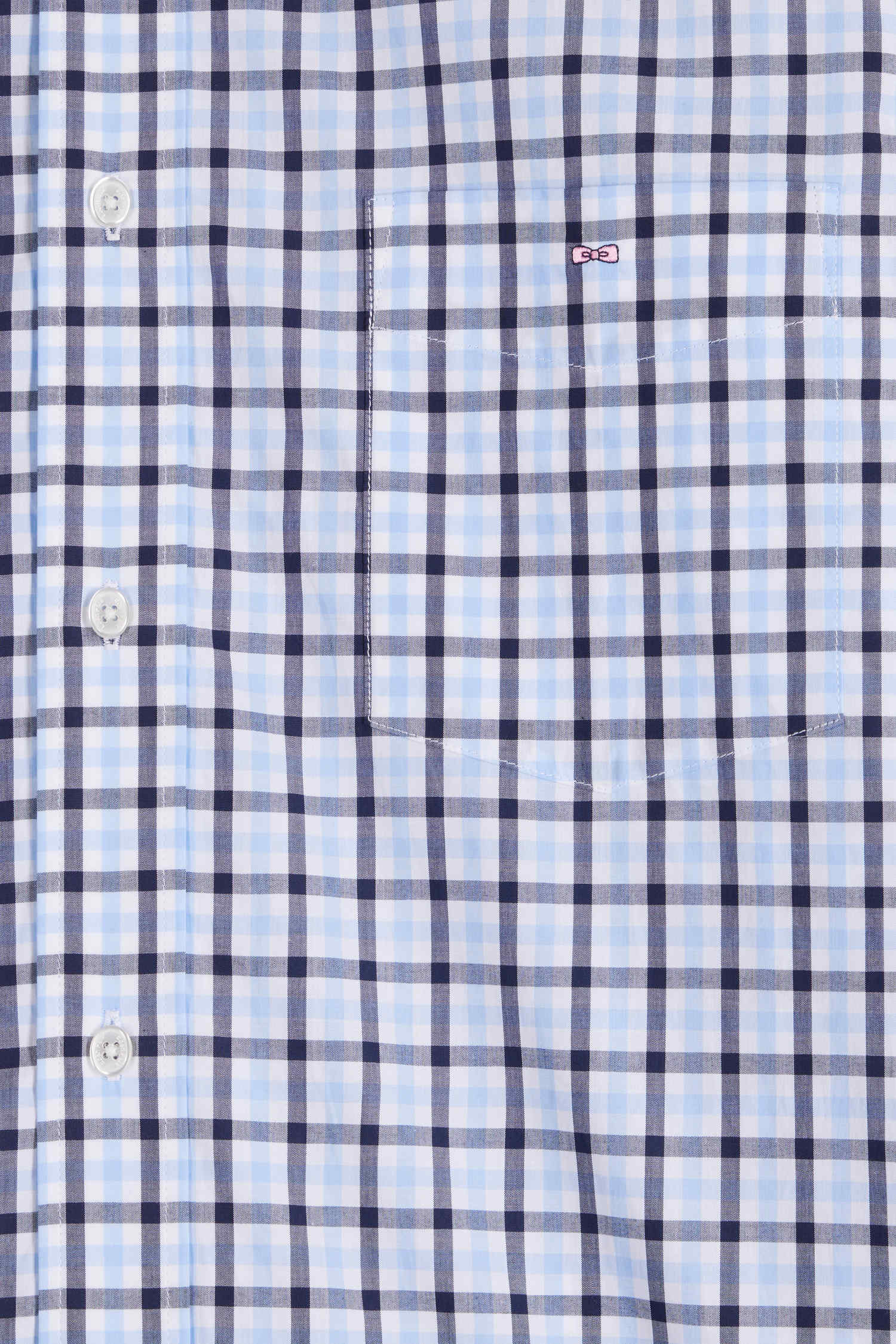 Regular blue and white checked cotton poplin shirt