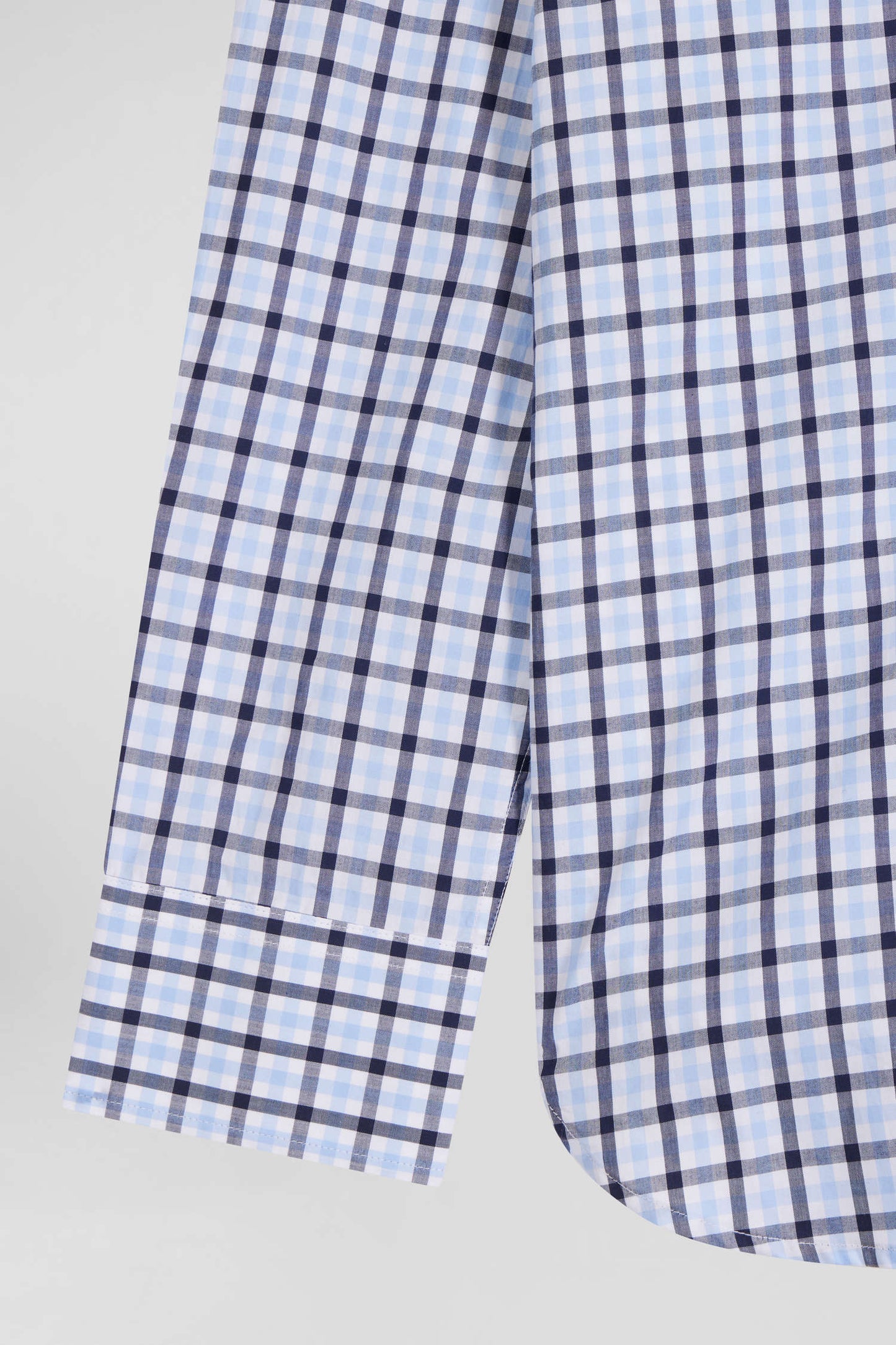 Regular blue and white checked cotton poplin shirt