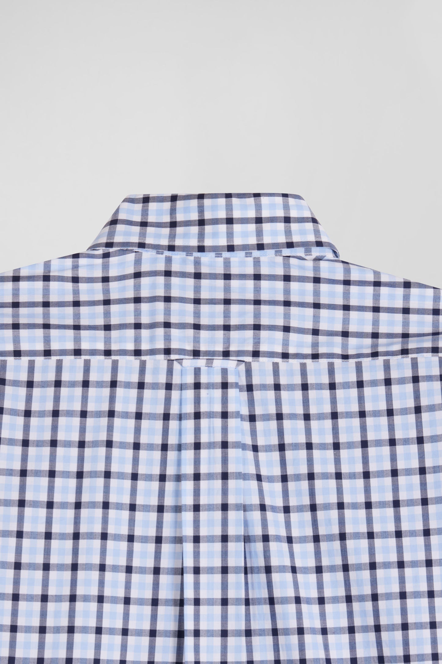 Regular blue and white checked cotton poplin shirt