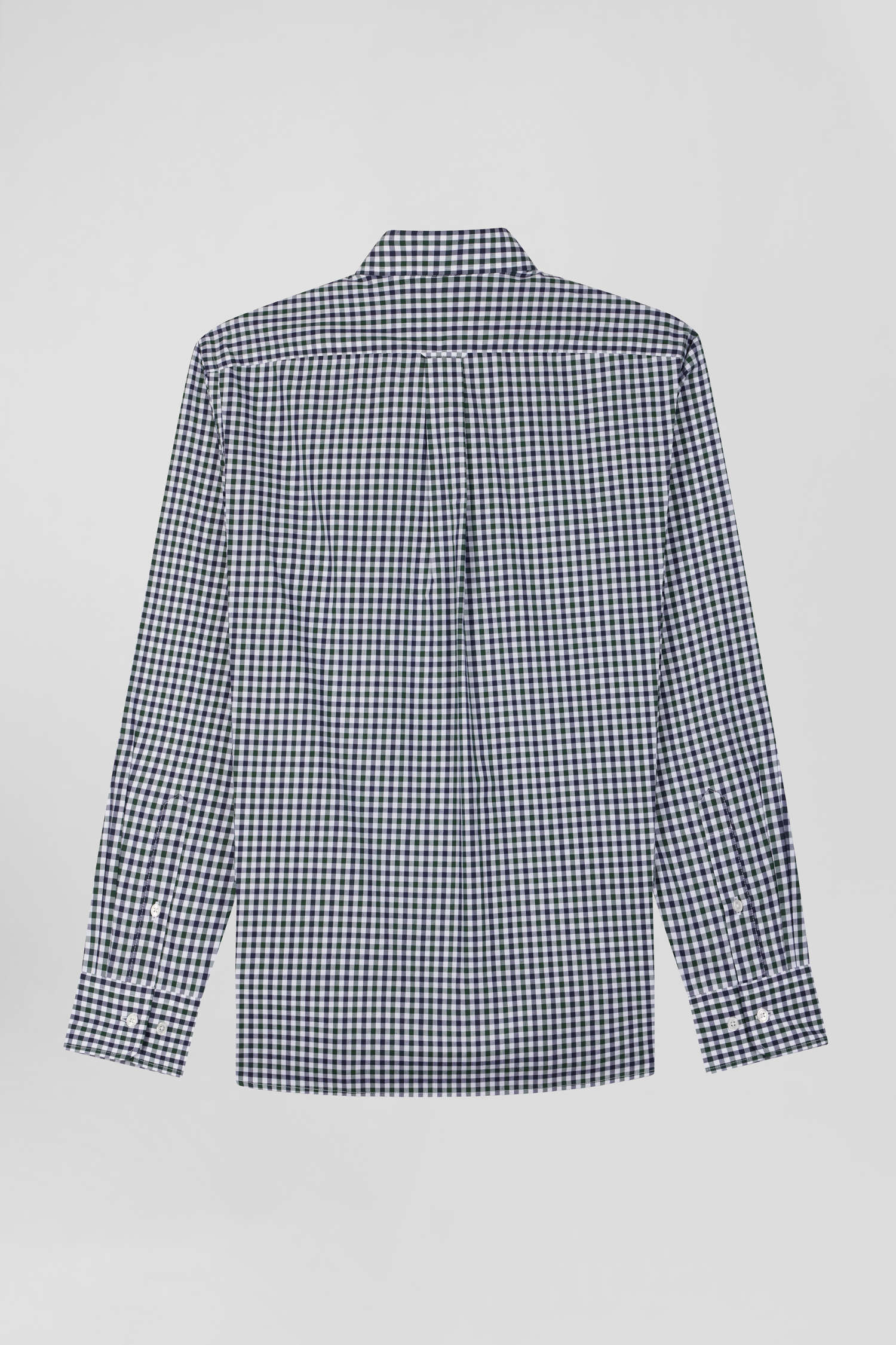 Regular green and white checked cotton poplin shirt