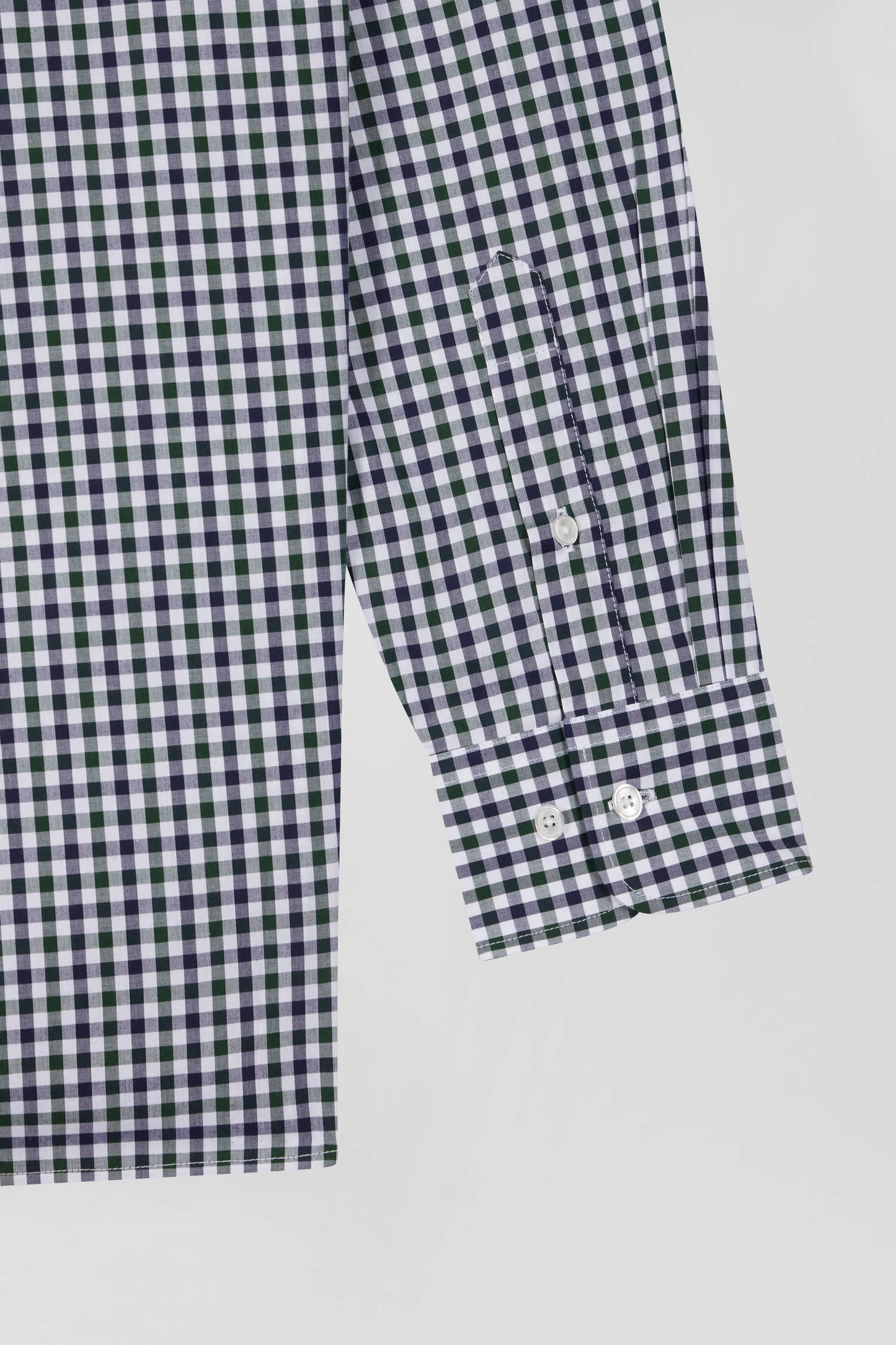 Regular green and white checked cotton poplin shirt