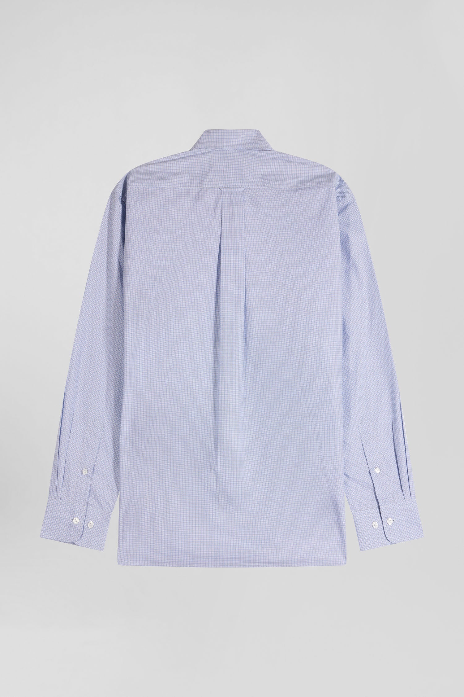 Regular sky blue cotton shirt with micro checks