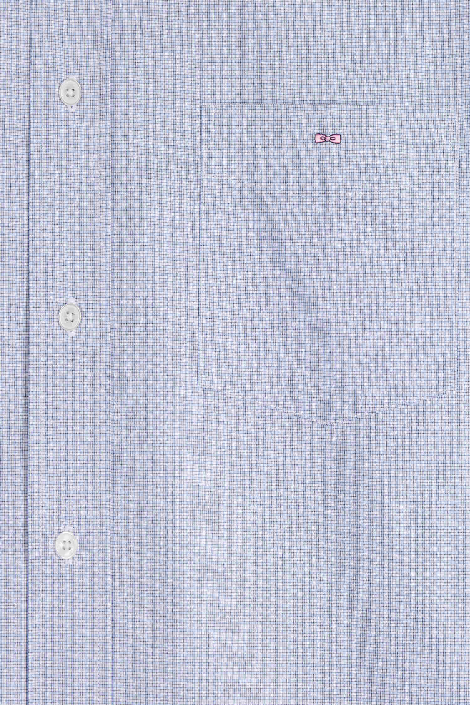 Regular sky blue cotton shirt with micro checks