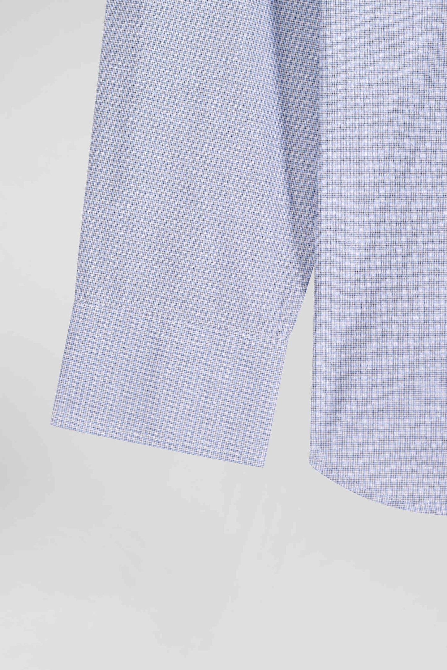 Regular sky blue cotton shirt with micro checks