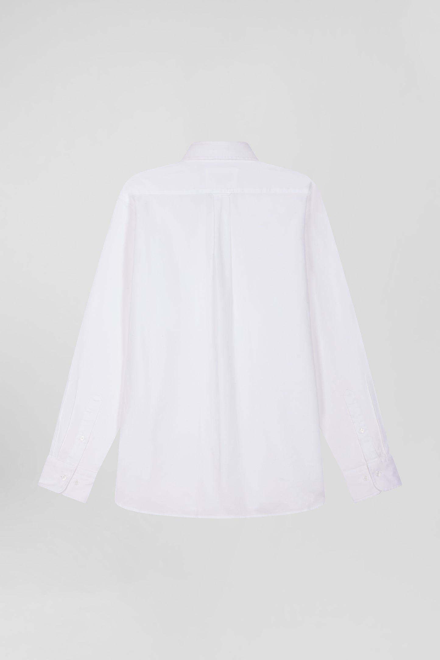 Regular plain white piqué cotton shirt