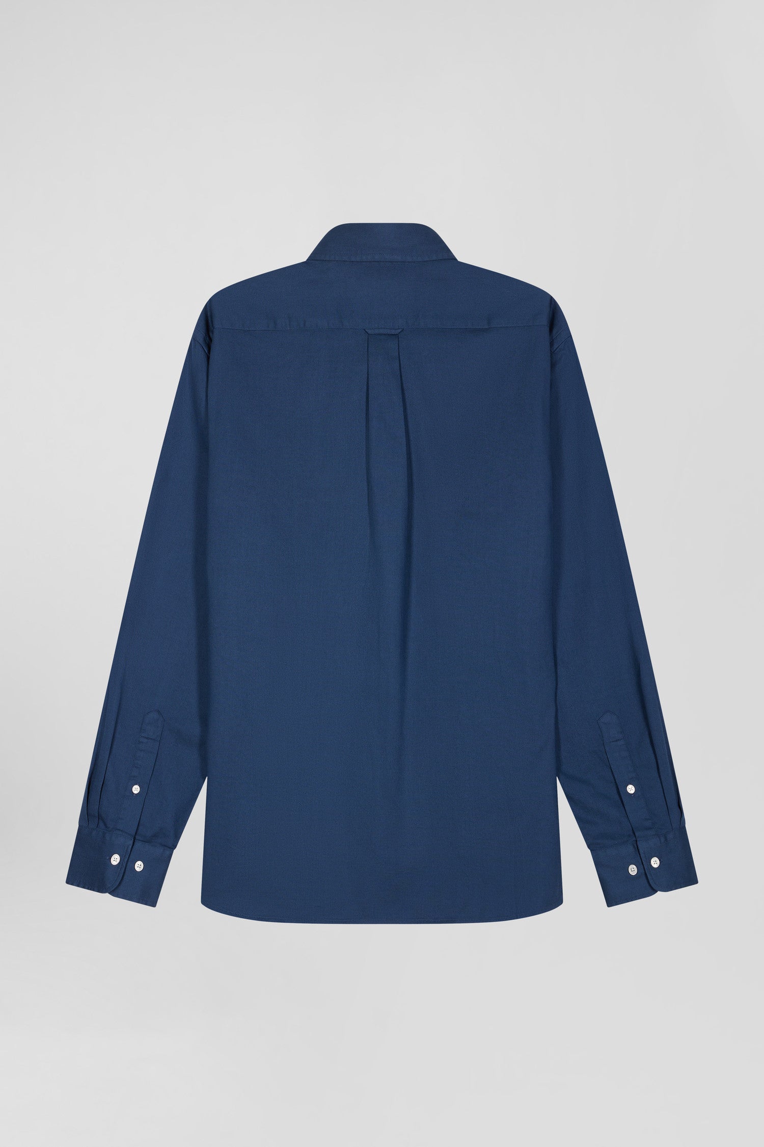 Regular plain blue piqué cotton shirt