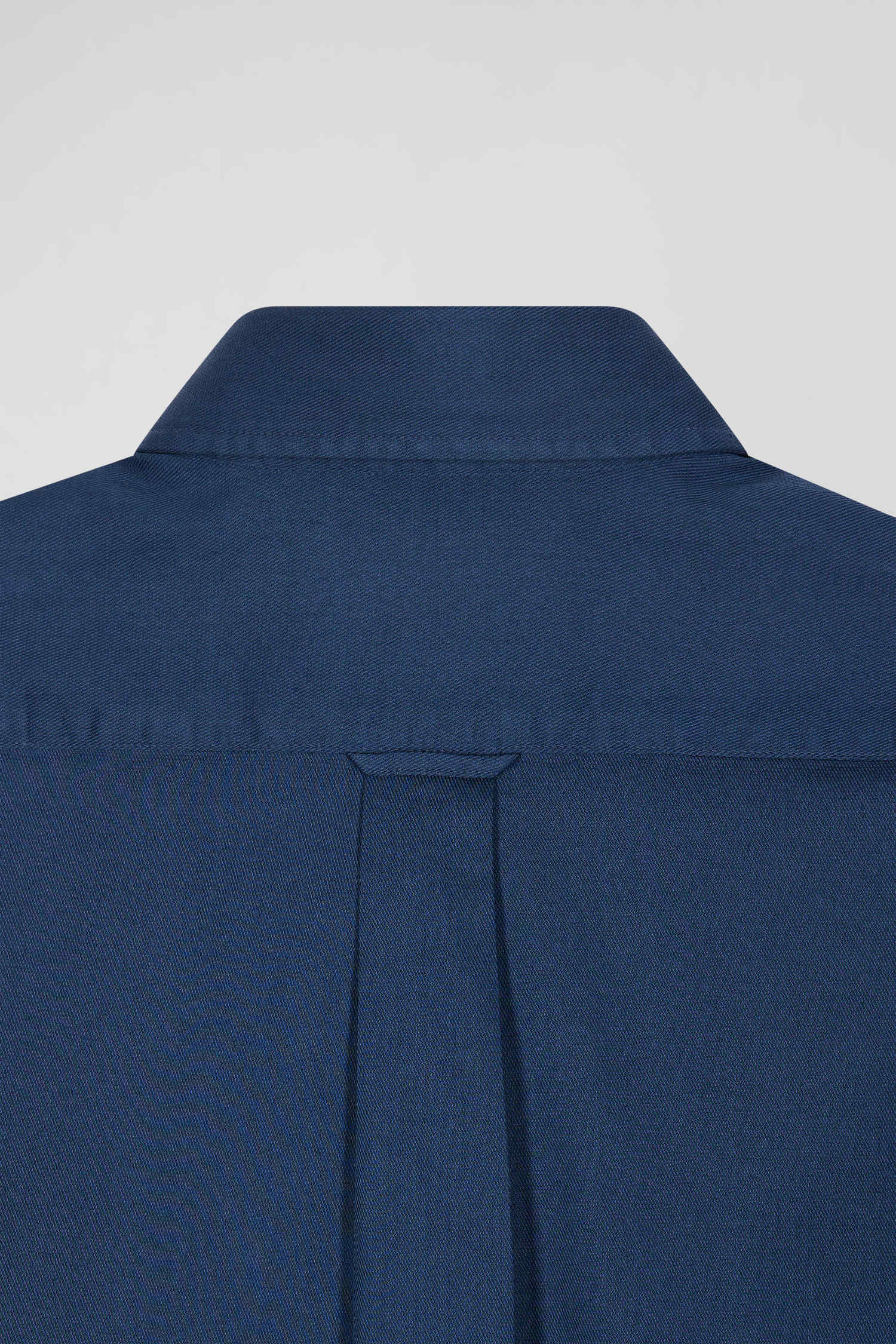 Regular plain blue piqué cotton shirt