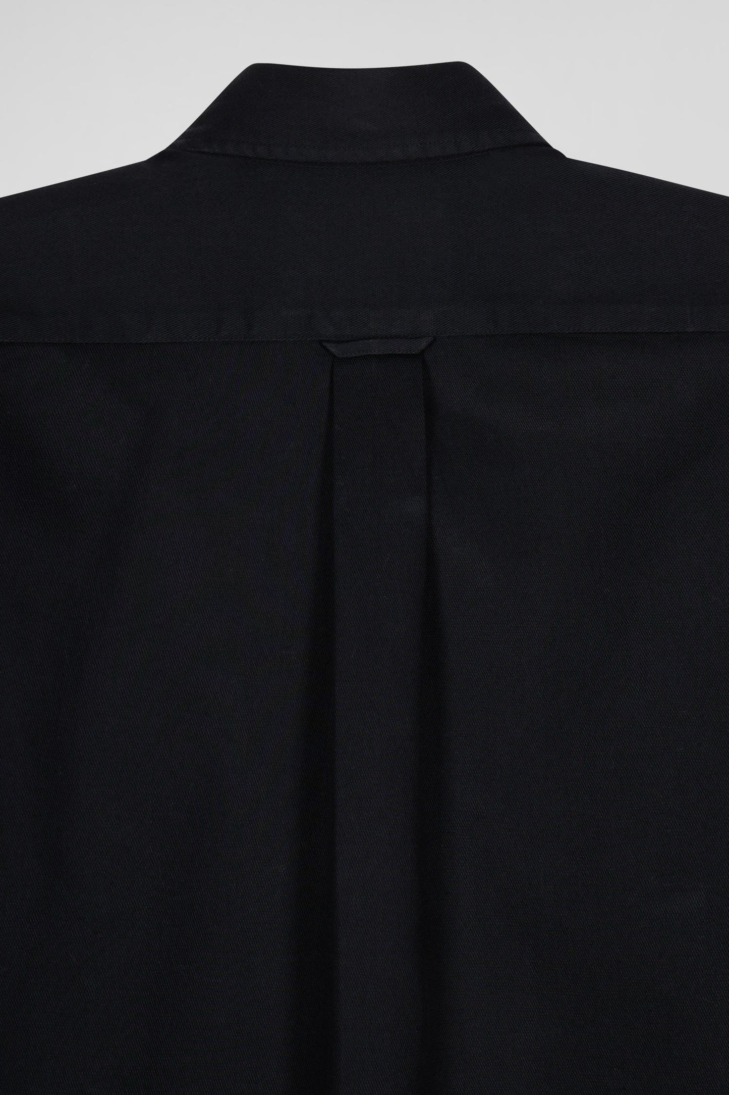 Regular plain black piqué cotton shirt