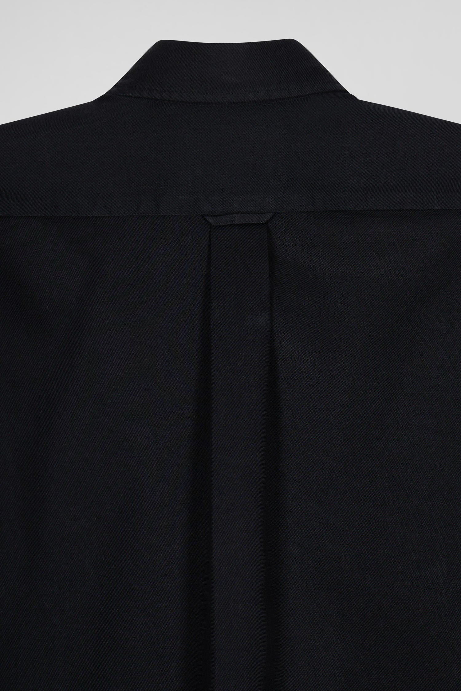 Regular plain black piqué cotton shirt