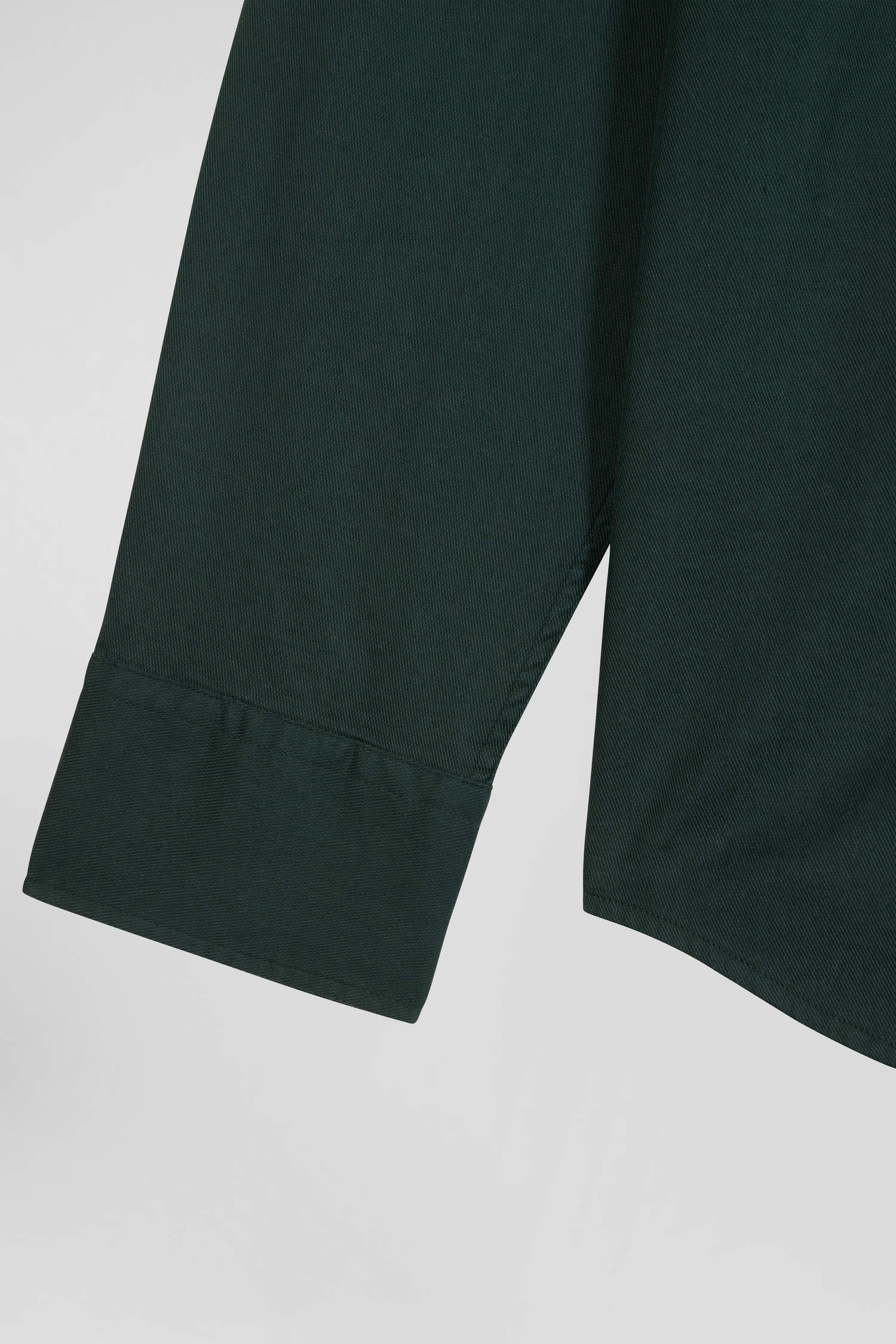 Regular plain green piqué cotton shirt