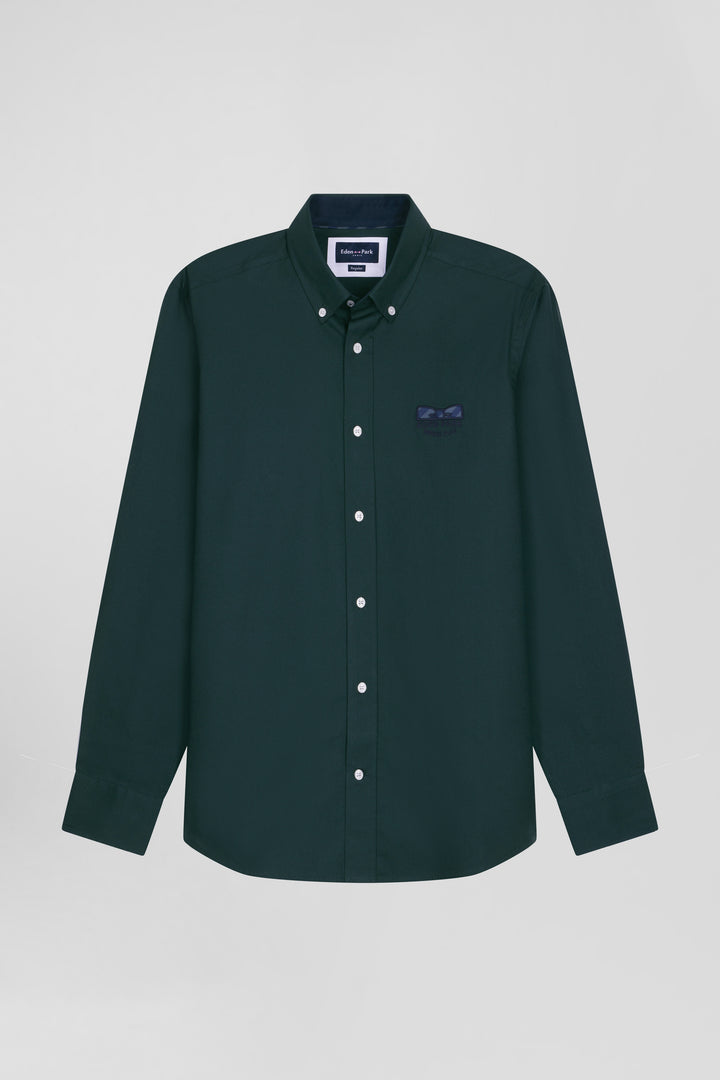 Chemise en coton Oxford vert nœud papillon cerclé coupe Regular