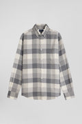 Regular mottled grey checked cotton shirt