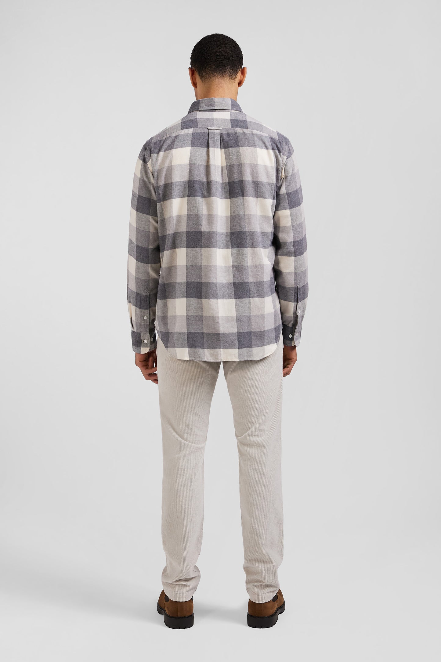 Regular mottled grey checked cotton shirt