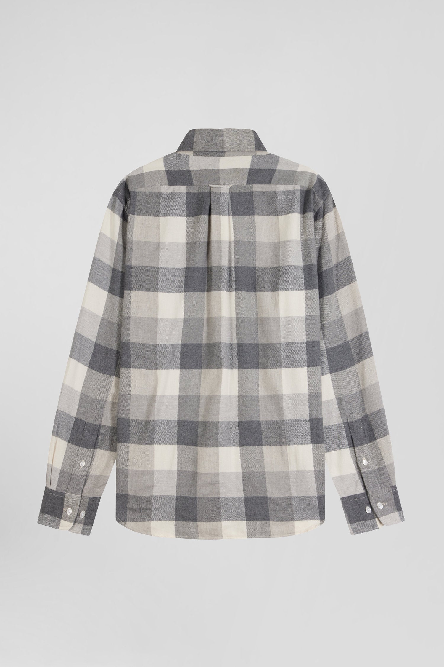 Regular mottled grey checked cotton shirt