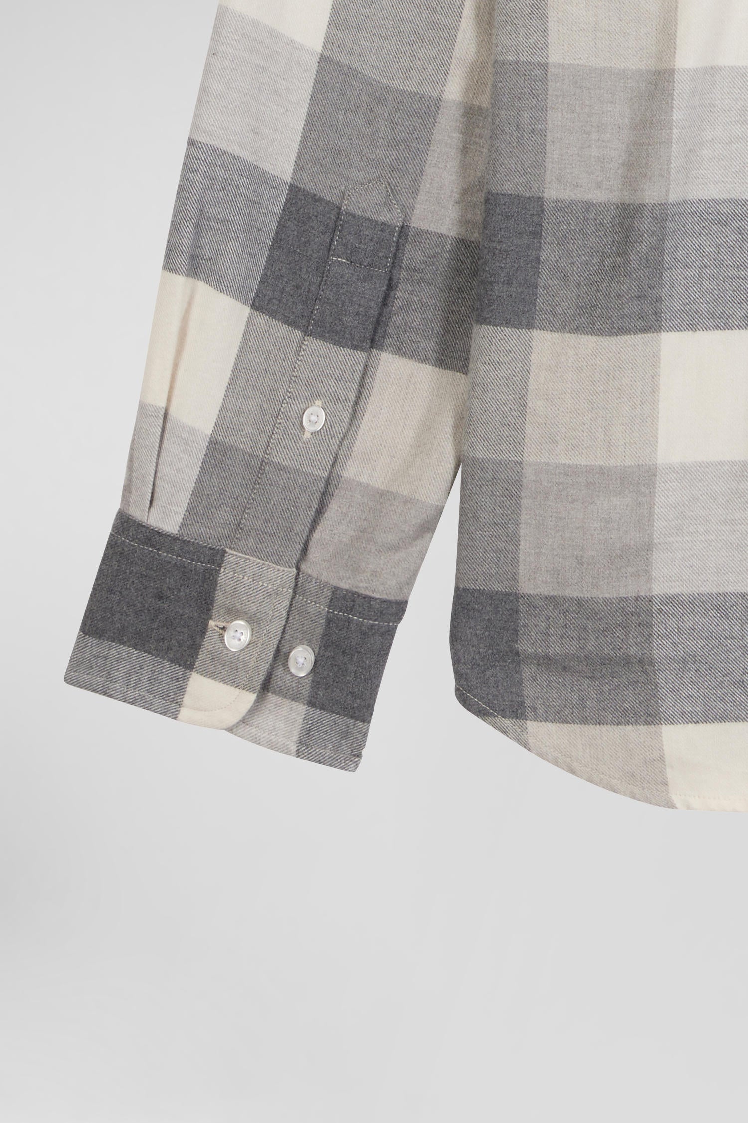 Regular mottled grey checked cotton shirt