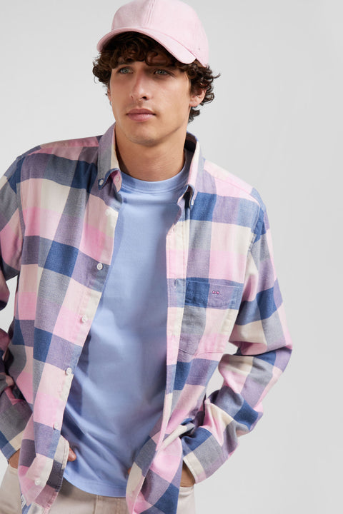 Regular pink checked cotton shirt - Image 3