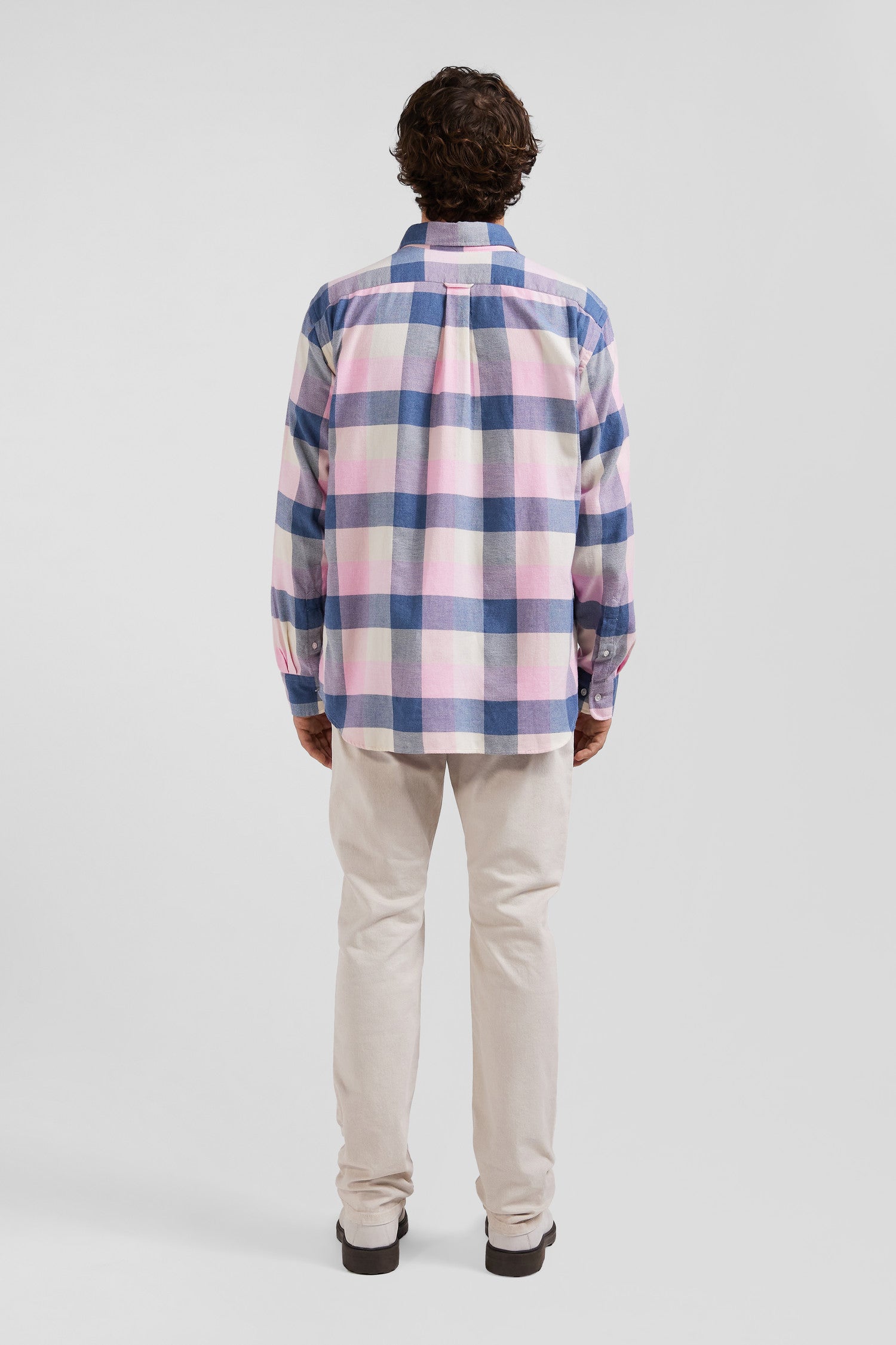 Regular pink checked cotton shirt