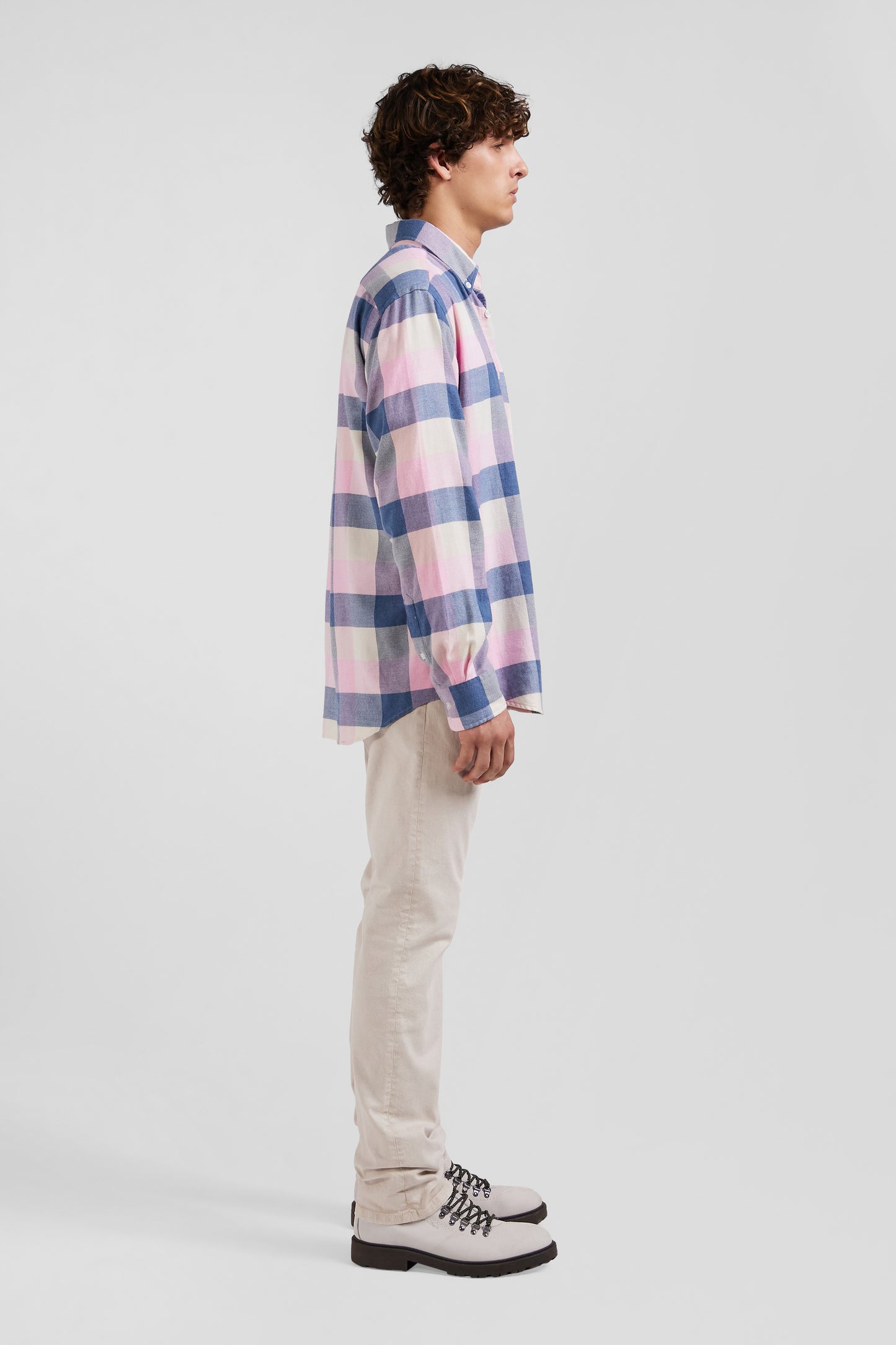 Regular pink checked cotton shirt