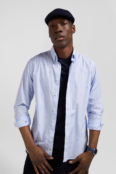 Regular sky blue cotton shirt - Image 3
