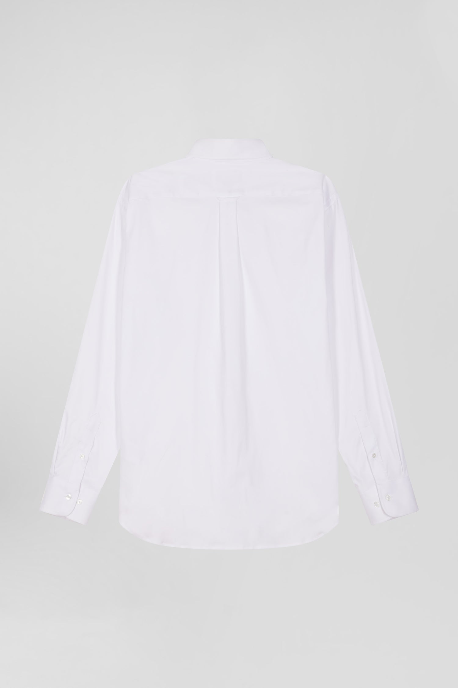 Regular plain white mixed stretch cotton shirt