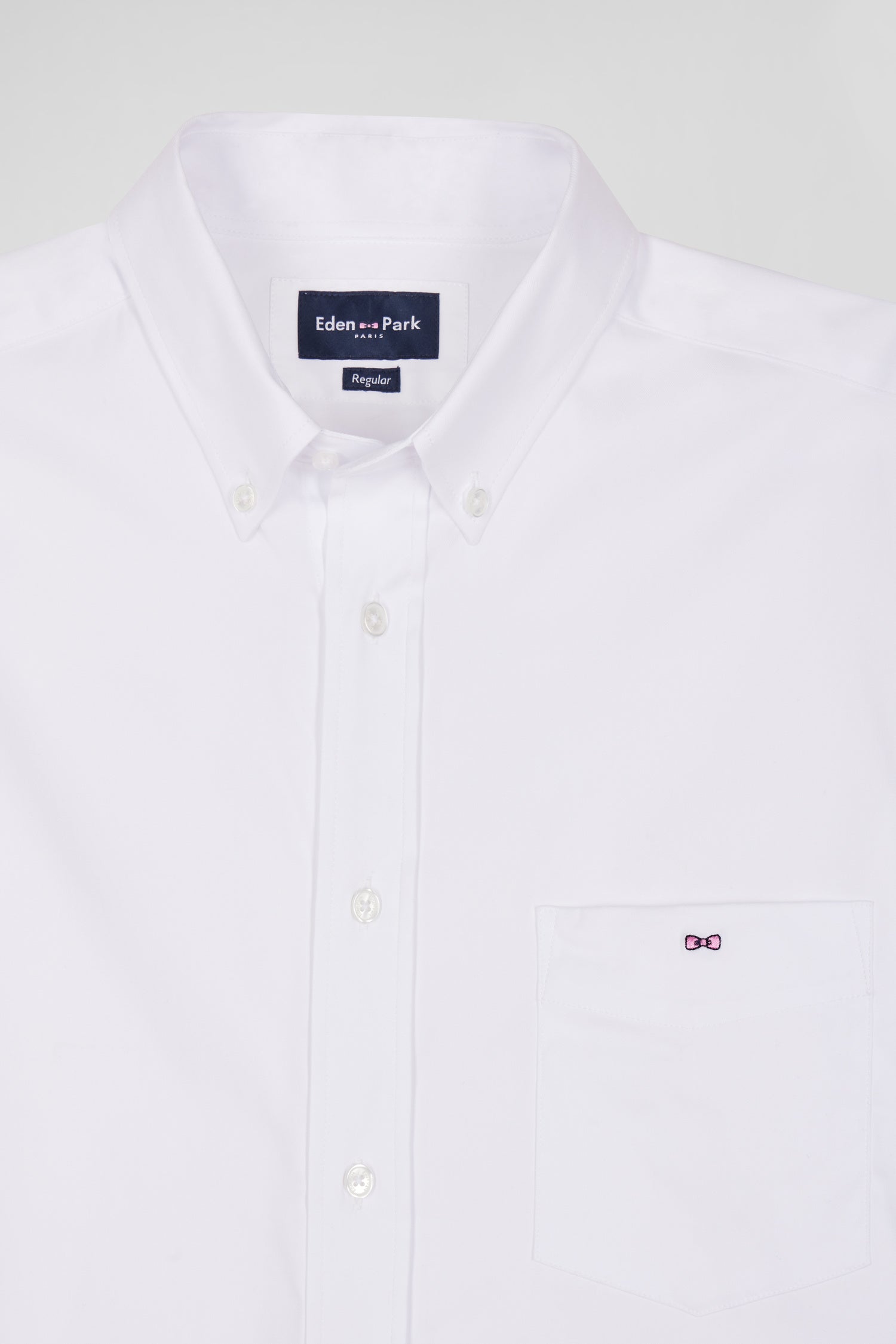 Regular plain white mixed stretch cotton shirt