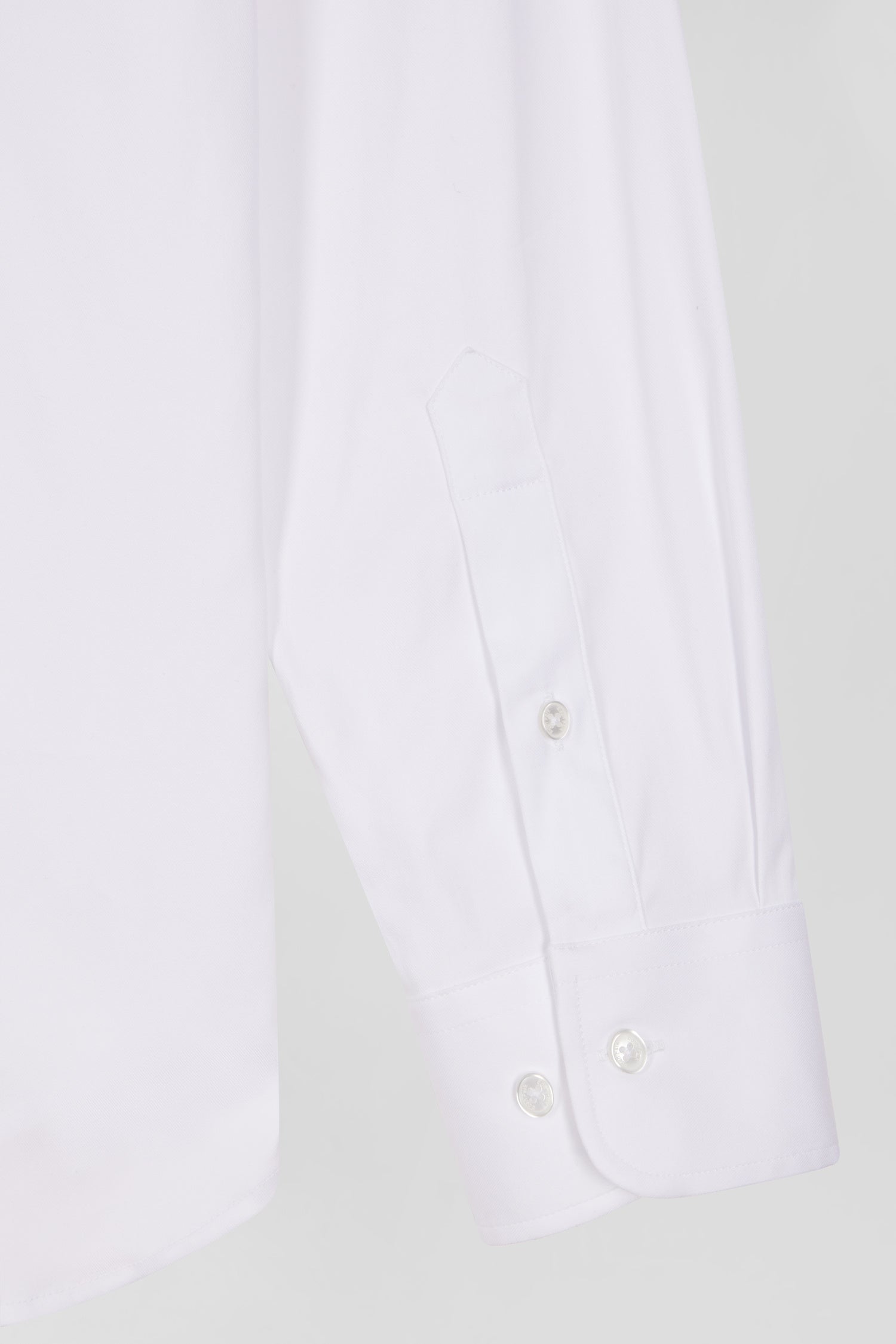 Regular plain white mixed stretch cotton shirt