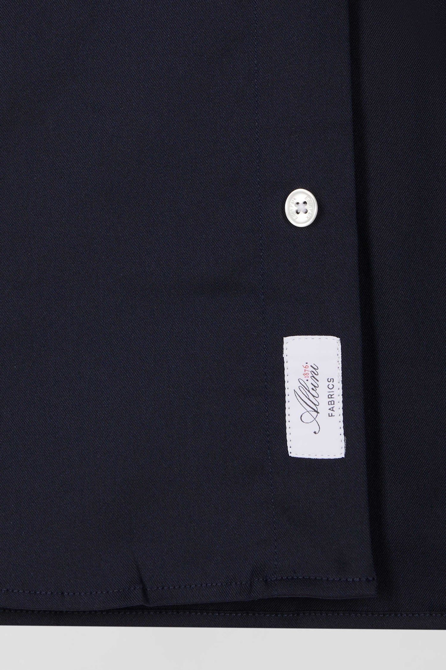 Regular plain navy blue mixed stretch cotton shirt