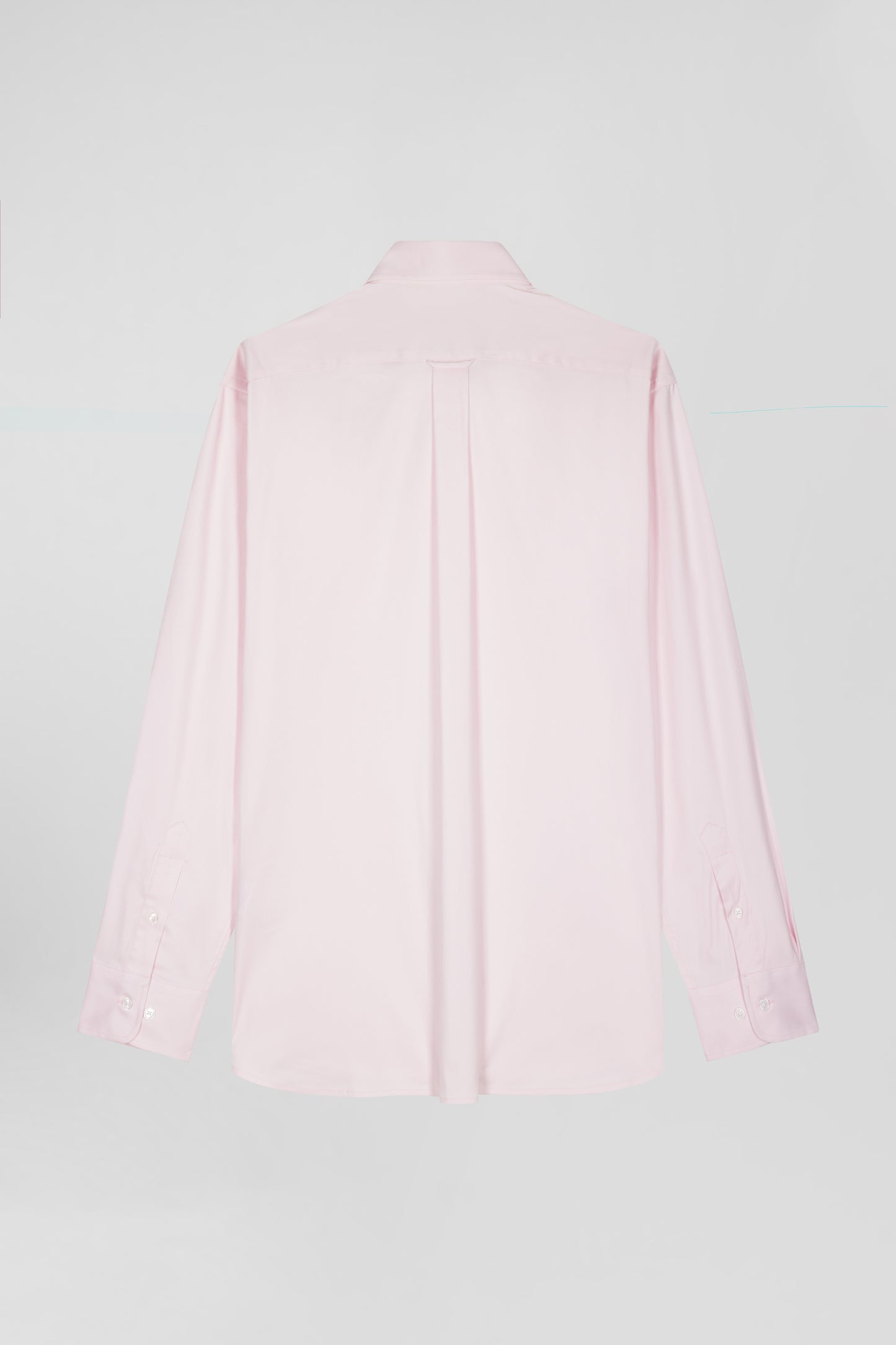 Regular plain pink mixed stretch cotton shirt