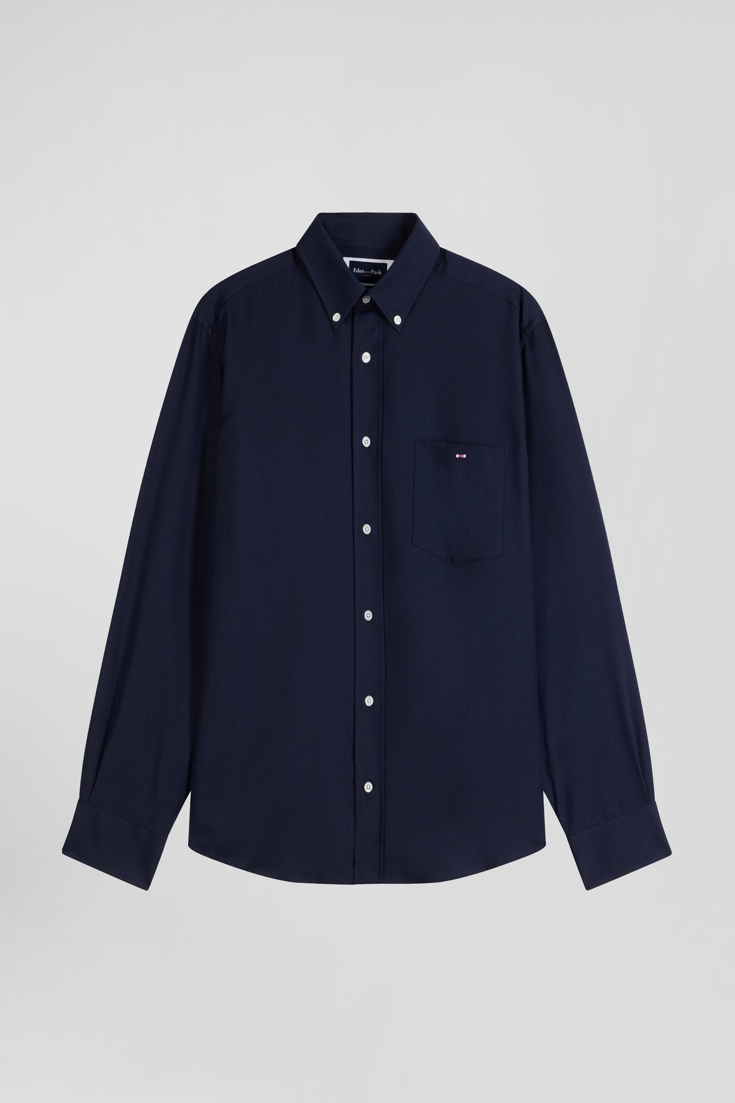 Regular indigo cotton and cashmere twill shirt