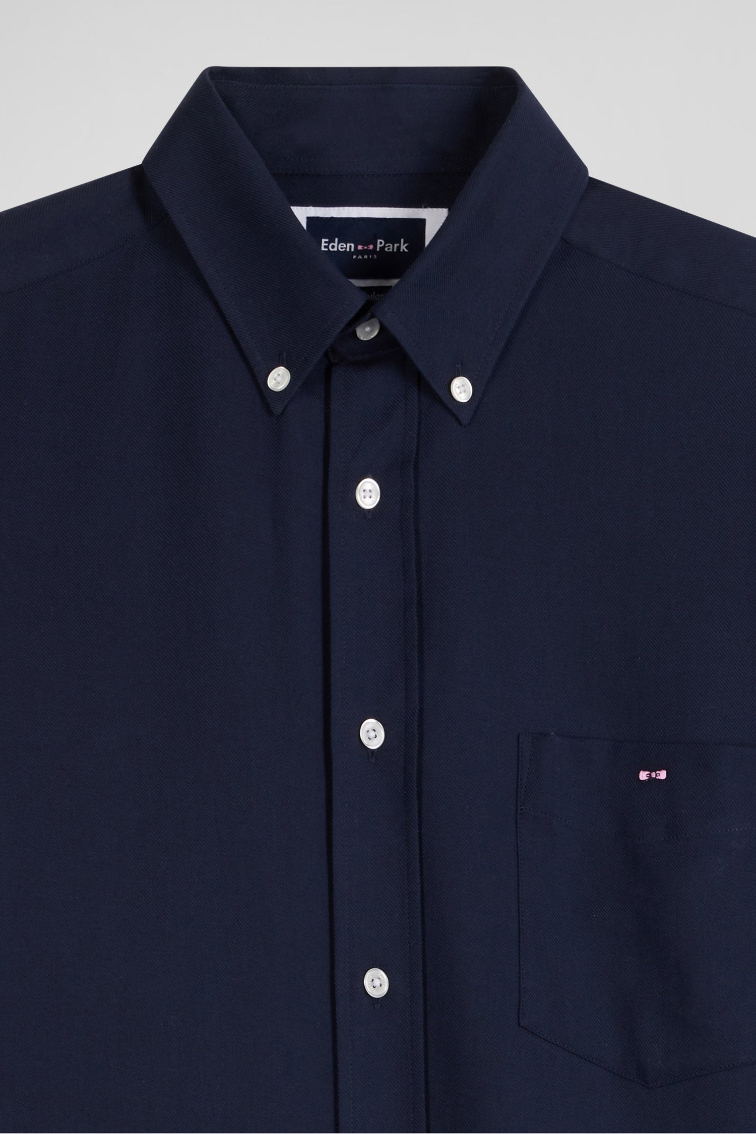 Regular indigo cotton and cashmere twill shirt