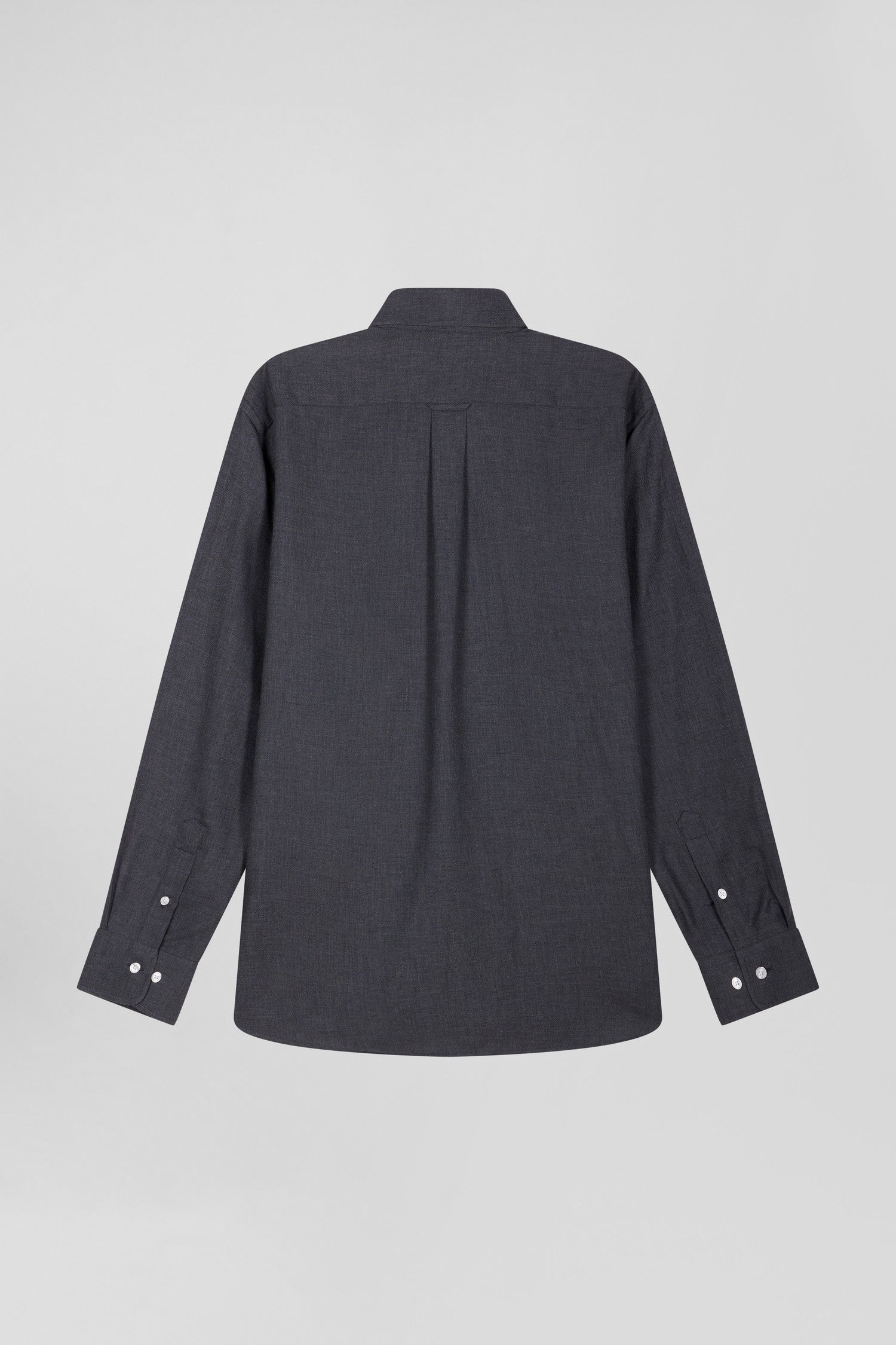 Regular anthracite grey cotton and cashmere twill shirt