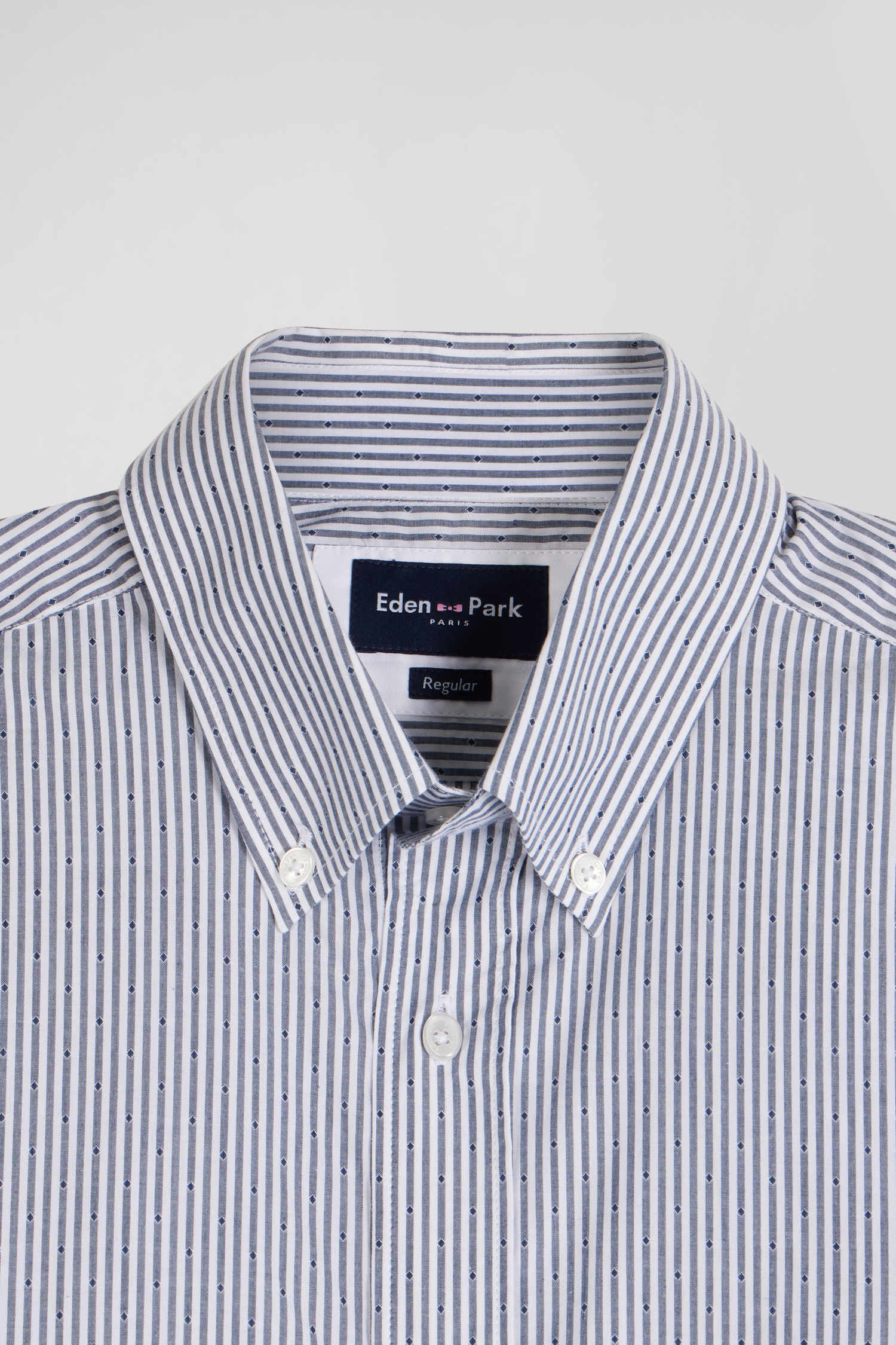 Regular indigo striped cotton jacquard shirt